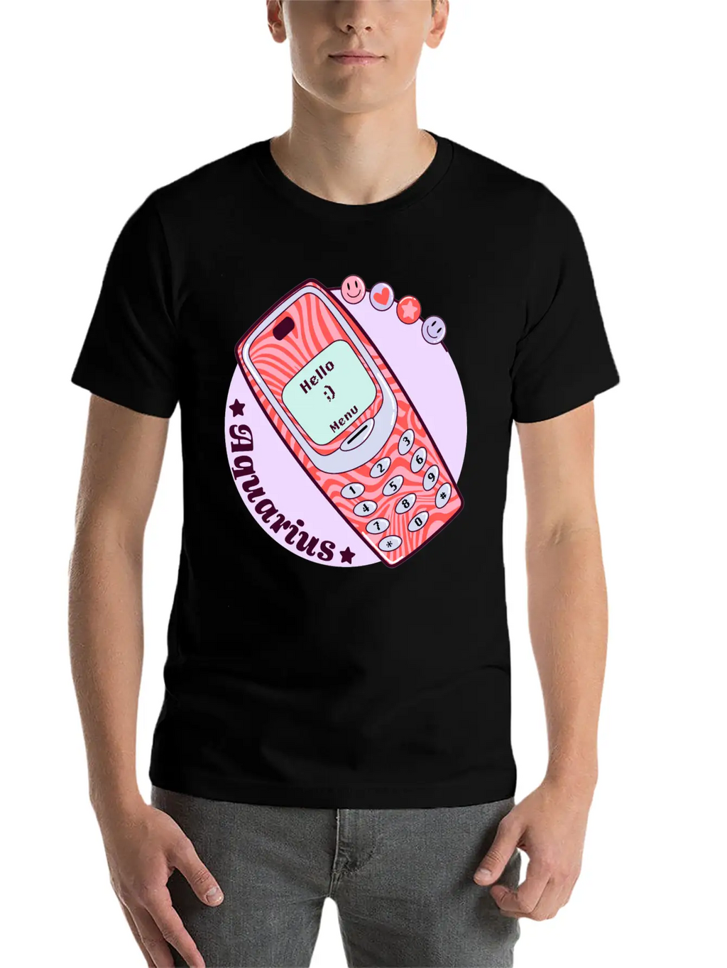 Vintage Phone Aquarius Unisex Short Sleeve Soft Cotton T-Shirt – Casual Everyday Wear