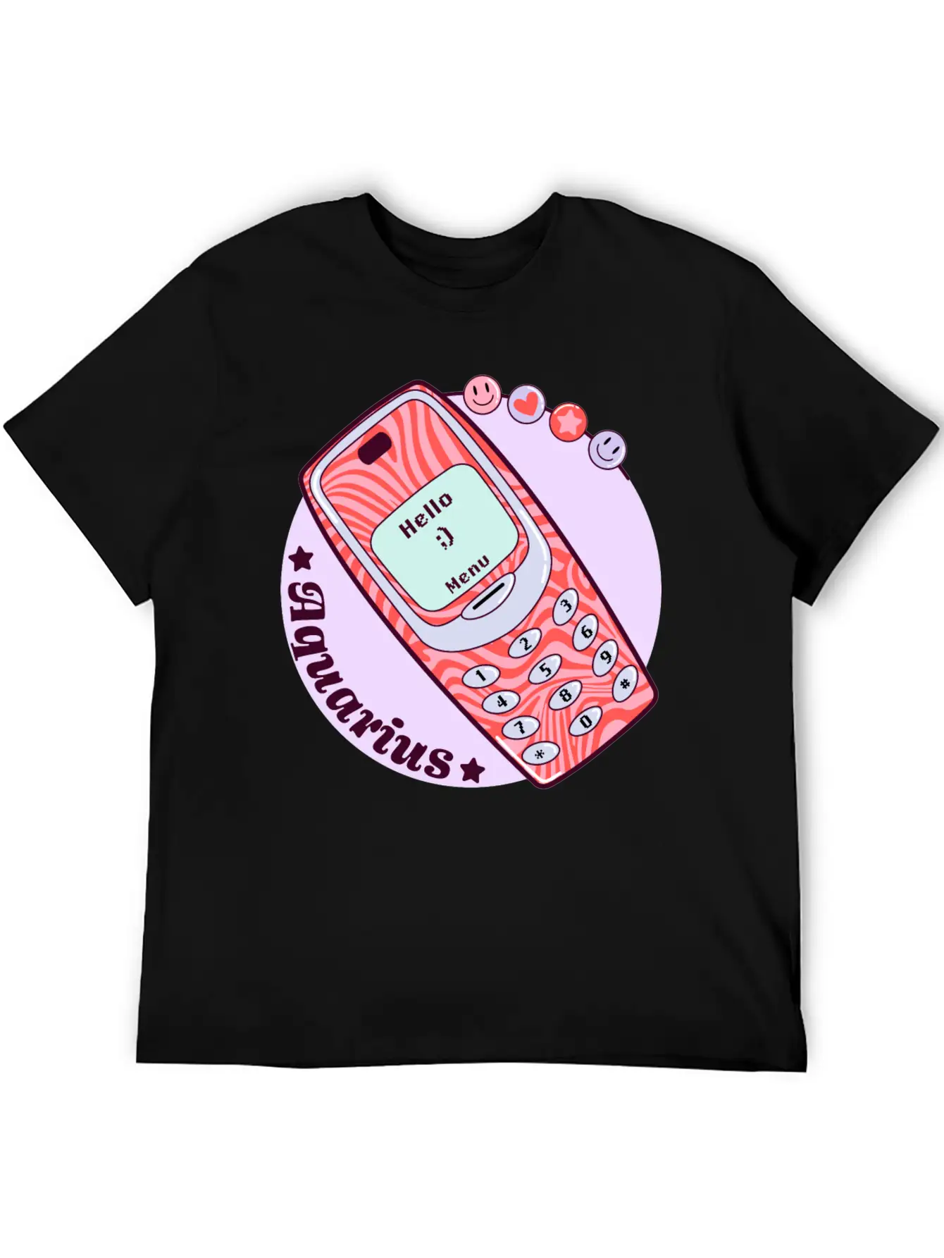 Vintage Phone Aquarius Unisex Short Sleeve Soft Cotton T-Shirt – Casual Everyday Wear