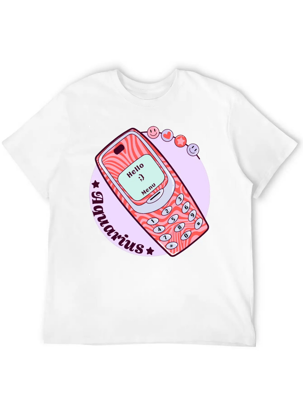 Vintage Phone Aquarius Unisex Short Sleeve Soft Cotton T-Shirt – Casual Everyday Wear