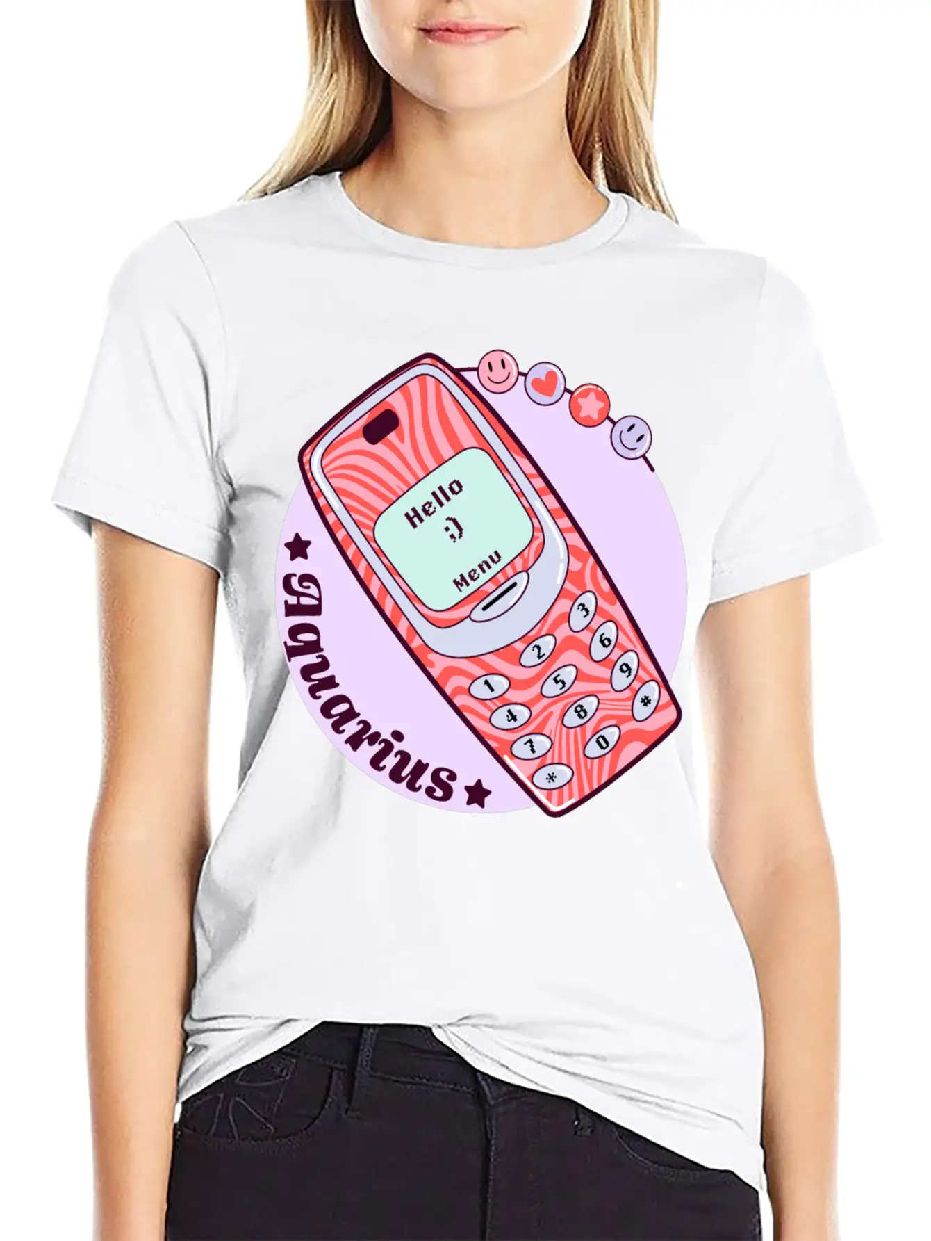 Vintage Phone Aquarius Unisex Short Sleeve Soft Cotton T-Shirt – Casual Everyday Wear