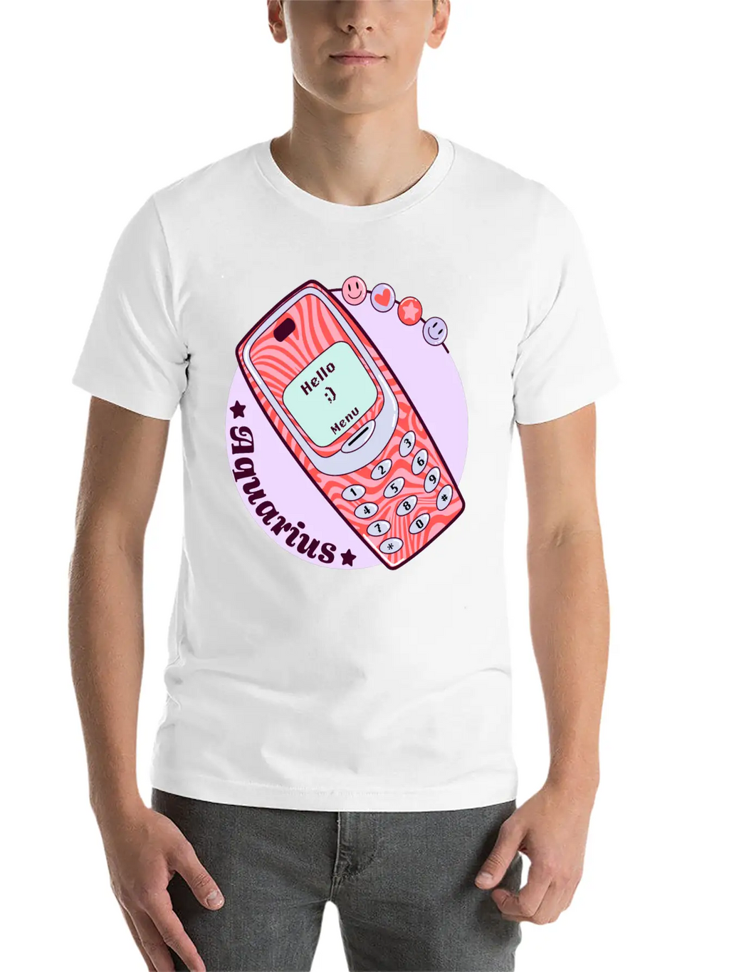 Vintage Phone Aquarius Unisex Short Sleeve Soft Cotton T-Shirt – Casual Everyday Wear