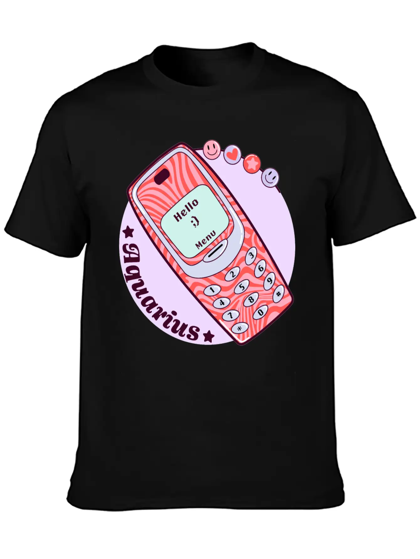 Vintage Phone Aquarius Unisex Short Sleeve Soft Cotton T-Shirt – Casual Everyday Wear