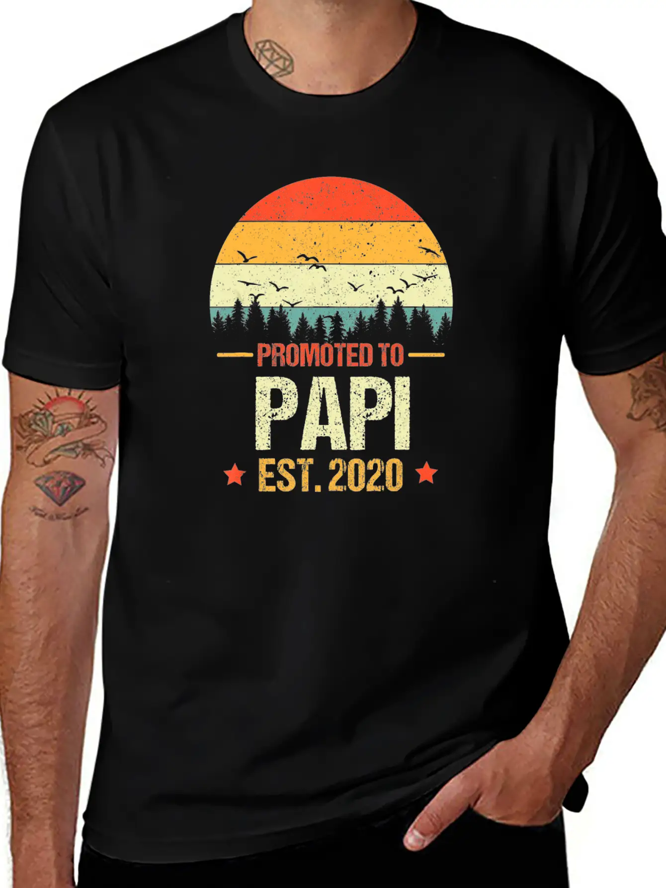 Vintage Promoted To Papi Est 2020 New Papi Gift Breathable Soft Cotton T-Shirt – Timeless Casual Look