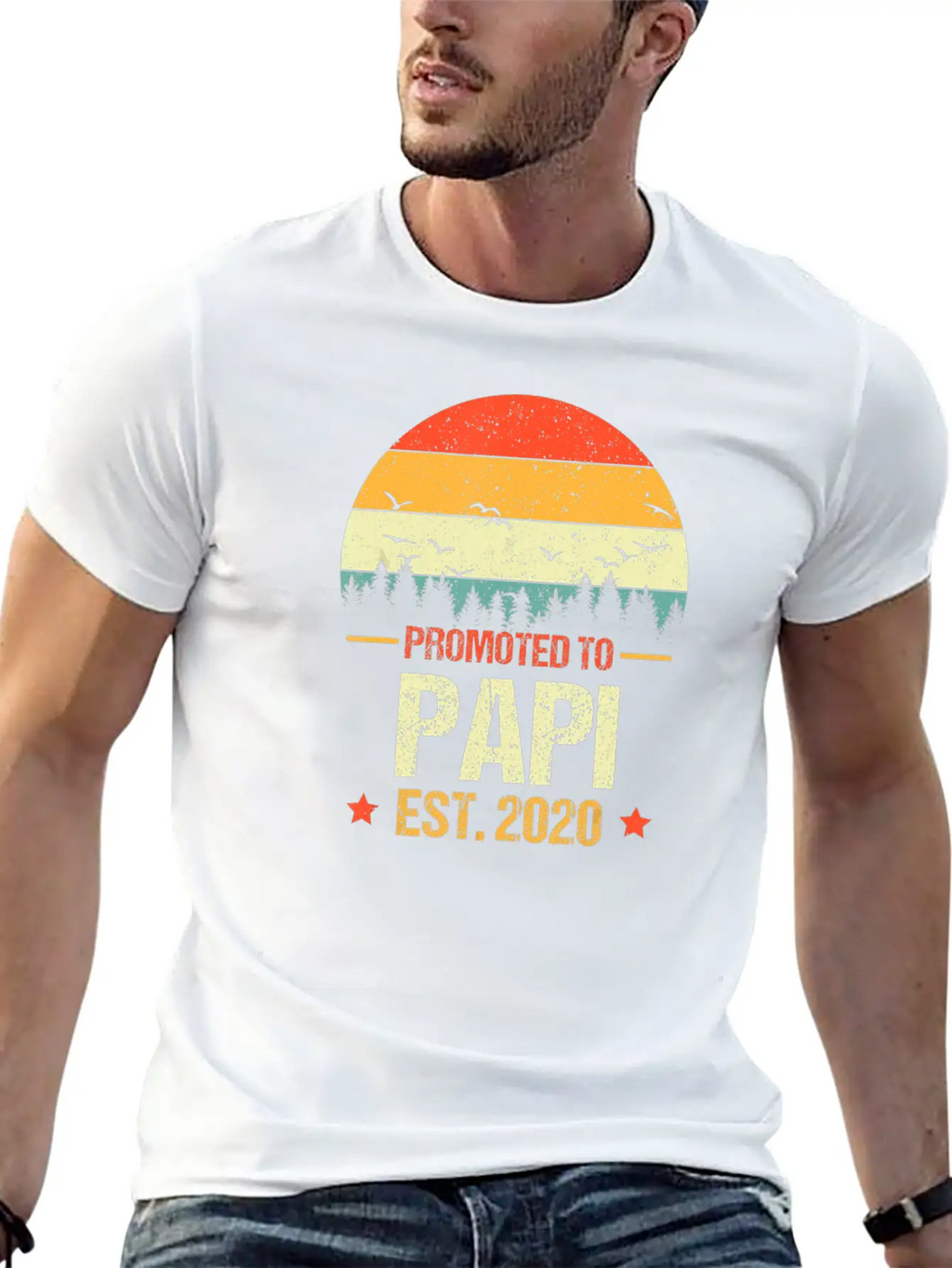 Vintage Promoted To Papi Est 2020 New Papi Gift Breathable Soft Cotton T-Shirt – Timeless Casual Look