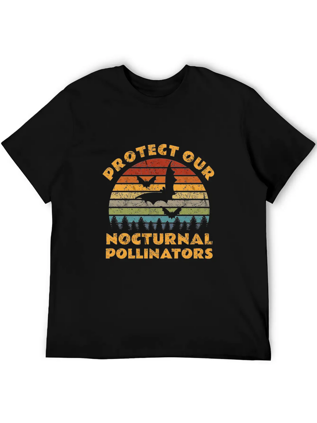 Vintage Protect Our Nocturnal Pollinators Retro Ba Casual Graphic T-Shirt – Simple And Comfortable Daily Wear