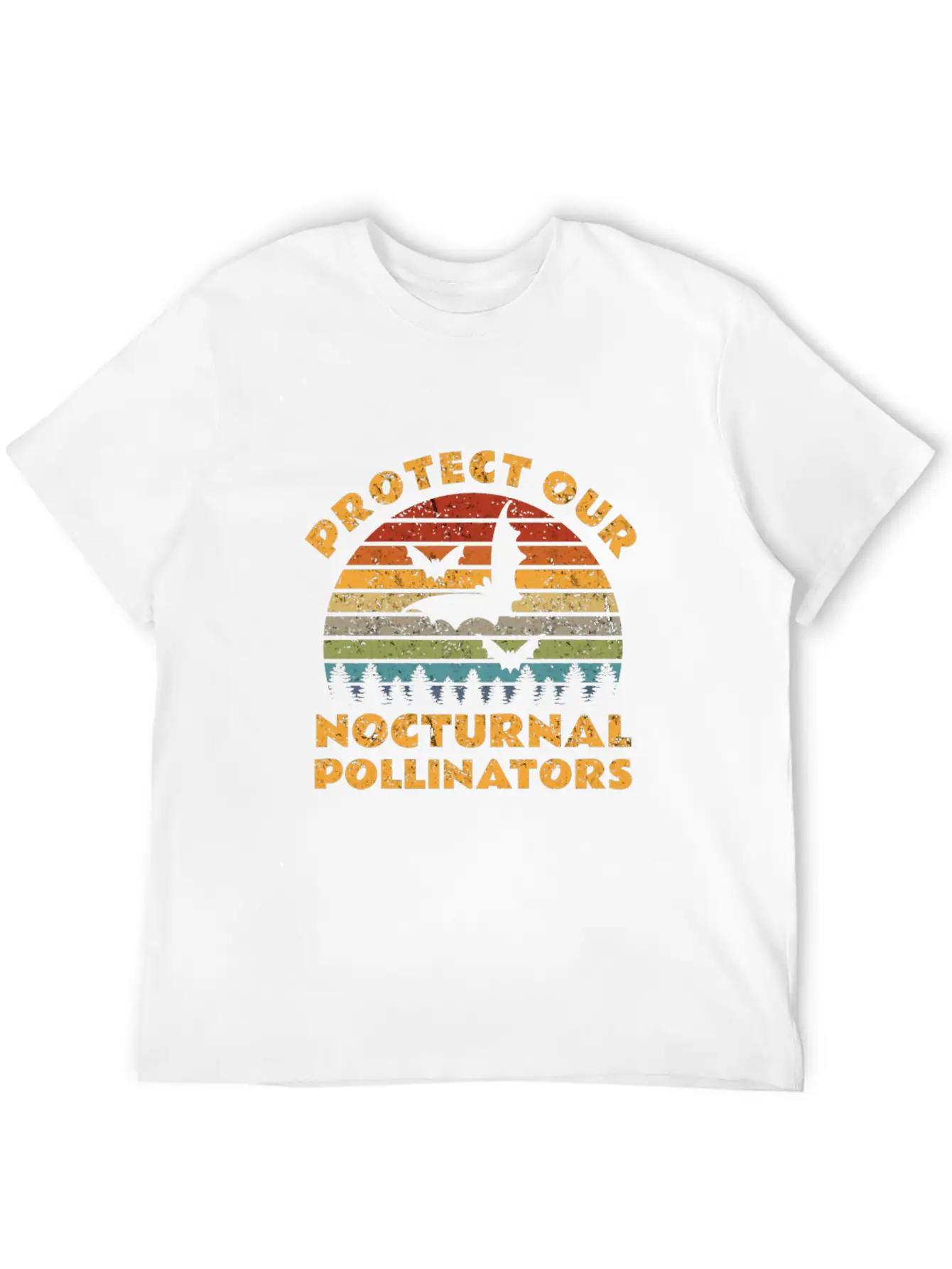 Vintage Protect Our Nocturnal Pollinators Retro Ba Casual Graphic T-Shirt – Simple And Comfortable Daily Wear