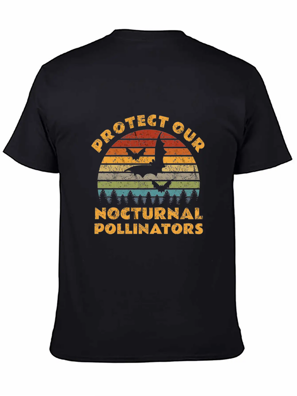 Vintage Protect Our Nocturnal Pollinators Retro Ba Casual Graphic T-Shirt – Simple And Comfortable Daily Wear