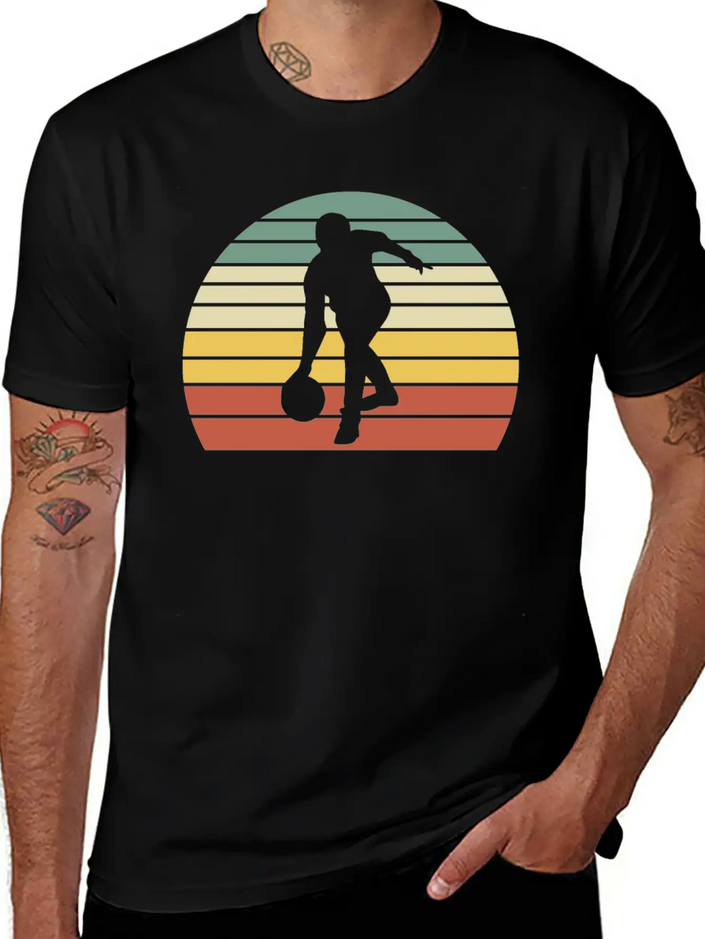 Vintage Retro 80s Man Playing Basketball Unisex Short Sleeve Soft Cotton T-Shirt – Casual Everyday Wear