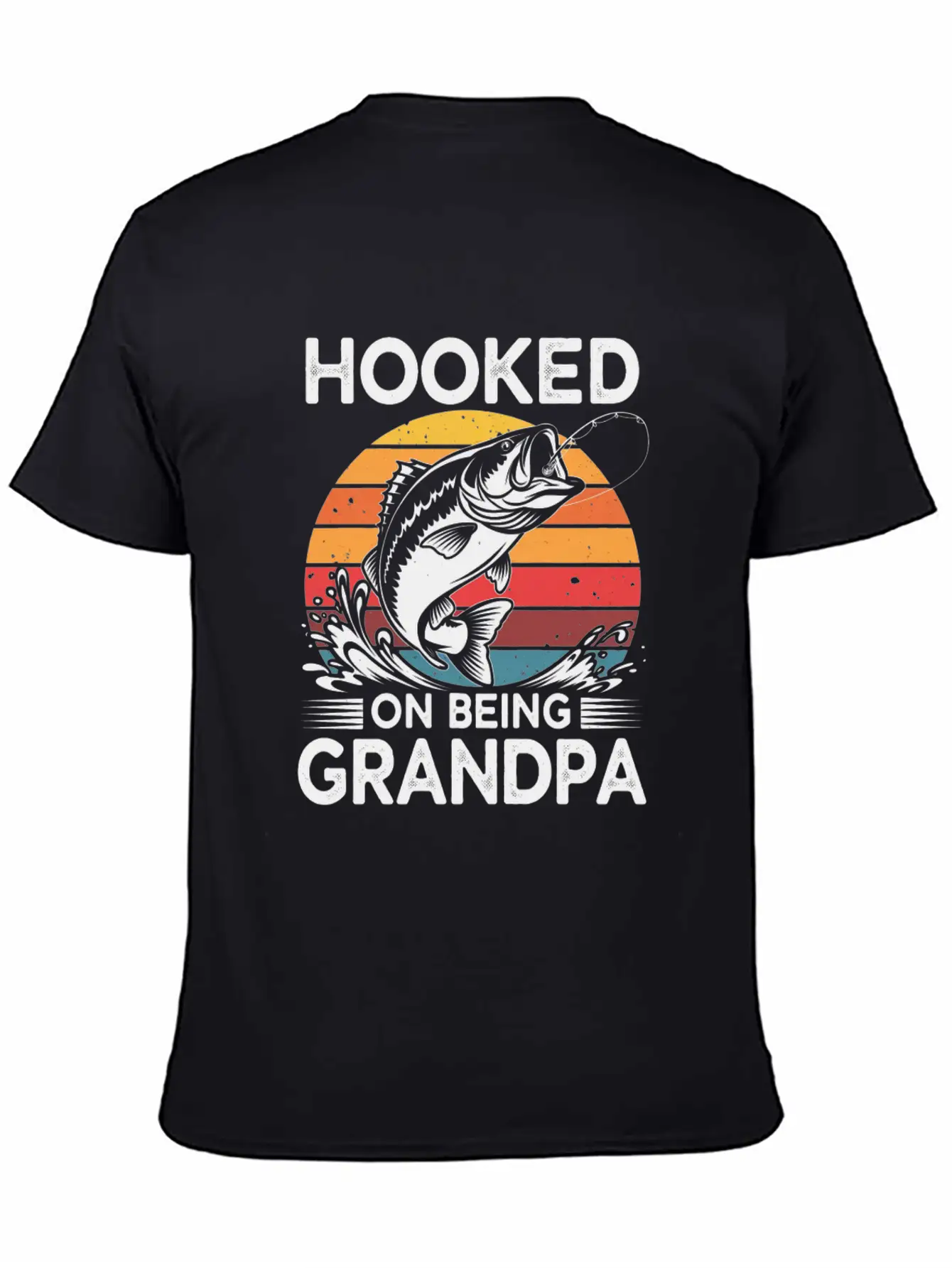 Vintage Retro Hooked On Being Grandpa Essential Cotton Tee For Daily Outfits – Unisex Style