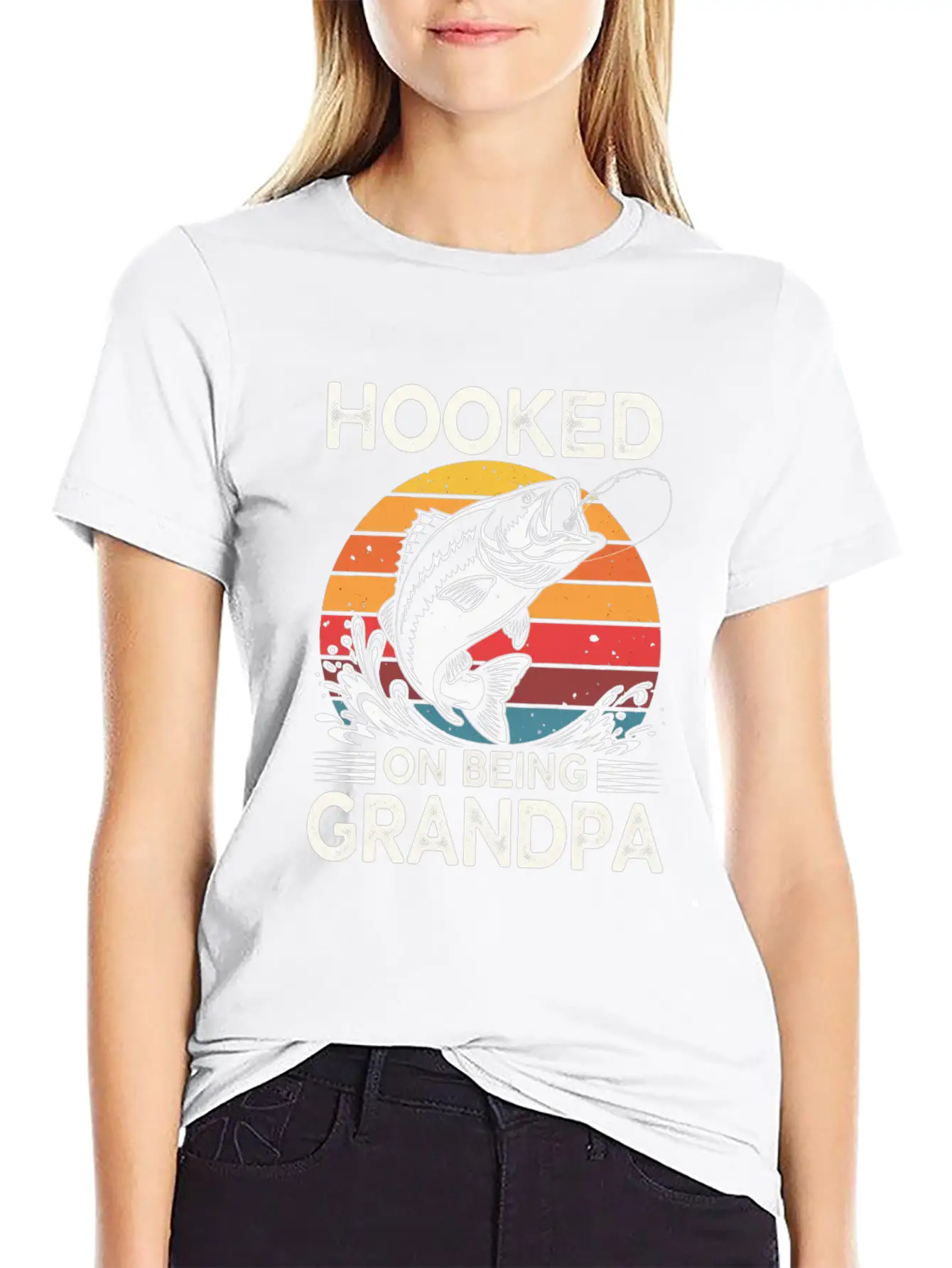 Vintage Retro Hooked On Being Grandpa Essential Cotton Tee For Daily Outfits – Unisex Style