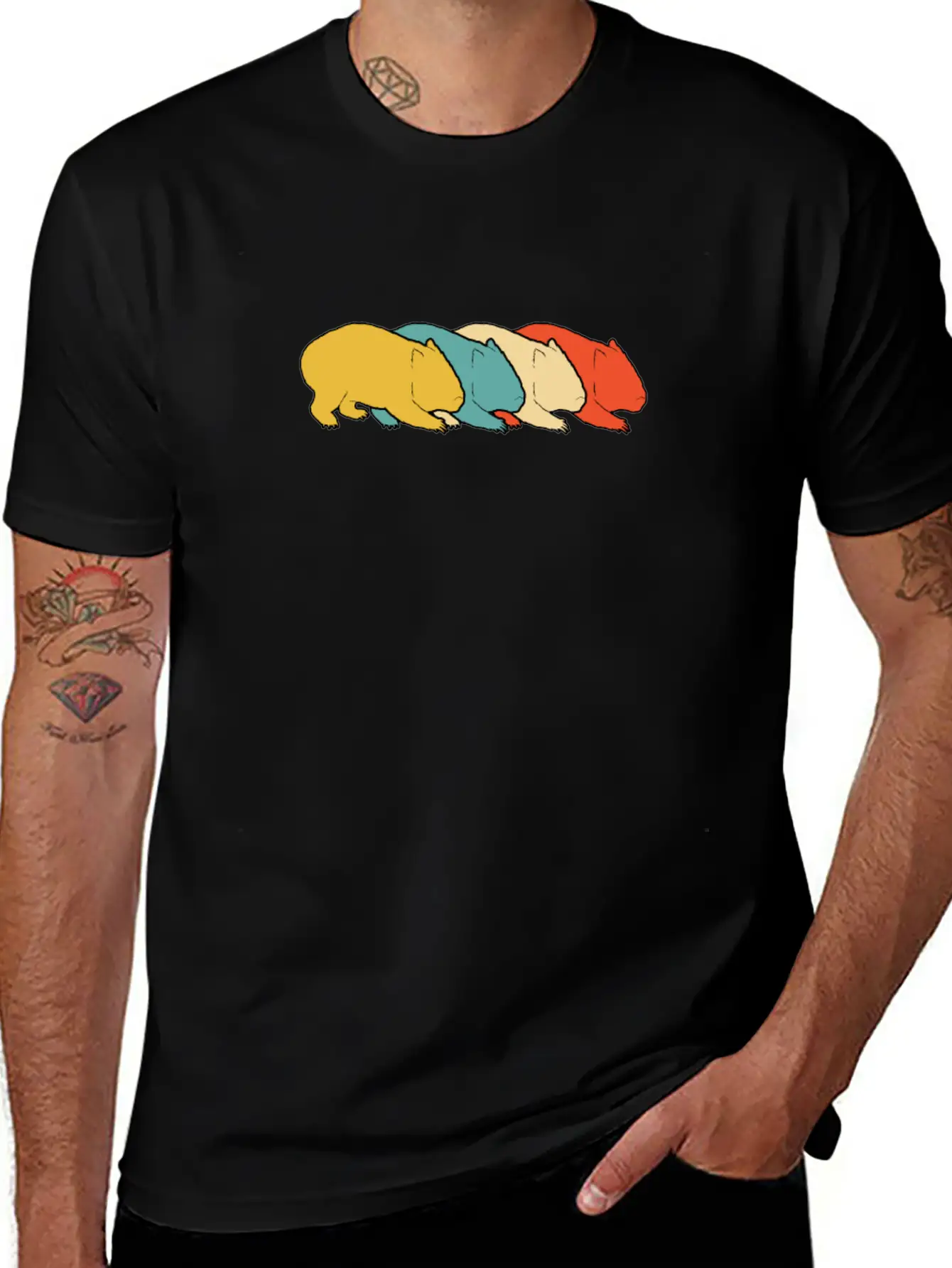 Vintage Retro Pop Art Wombat Gift Idea Unisex Casual T-Shirt – Clean Design For Daily Comfort