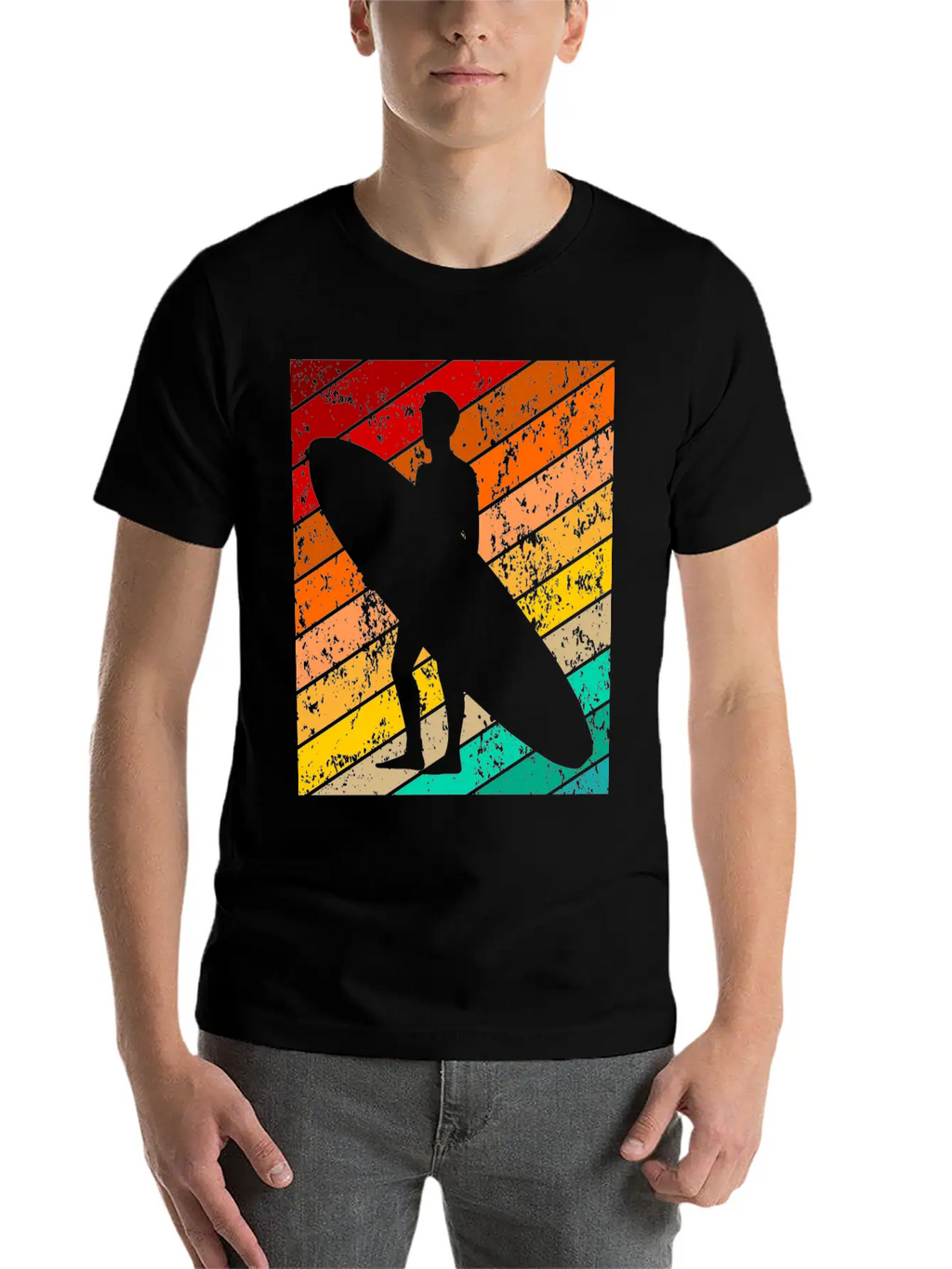 Vintage Retro Surfer Surfing Surf Water Sports Unisex Short Sleeve Soft Cotton T-Shirt – Casual Everyday Wear