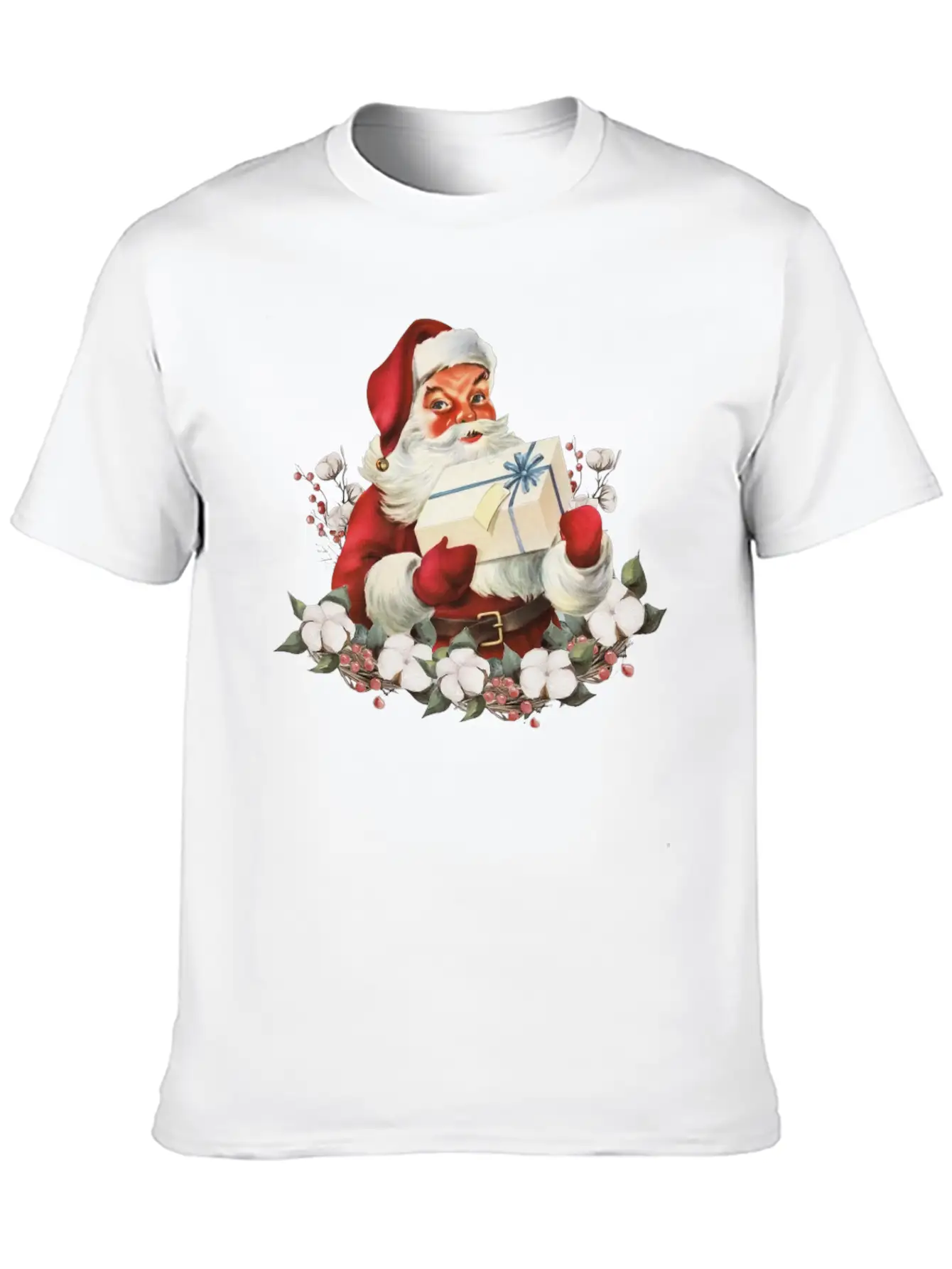 Vintage Santa Christmas Retro Santa Claus Unisex Short Sleeve Soft Cotton T-Shirt – Casual Everyday Wear