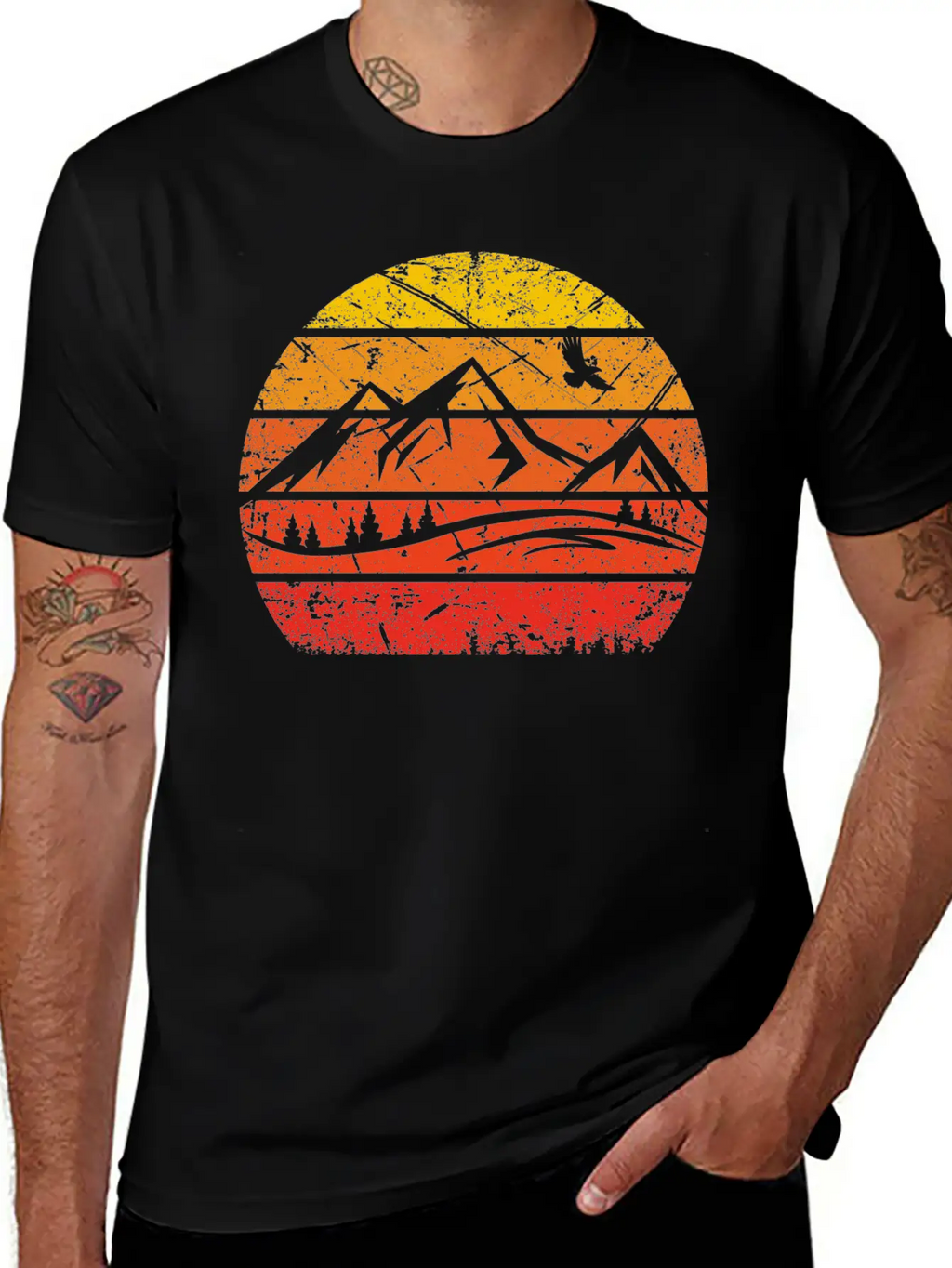 Vintage Sun And Mountain - (B) Essential Cotton Tee For Daily Outfits – Unisex Style
