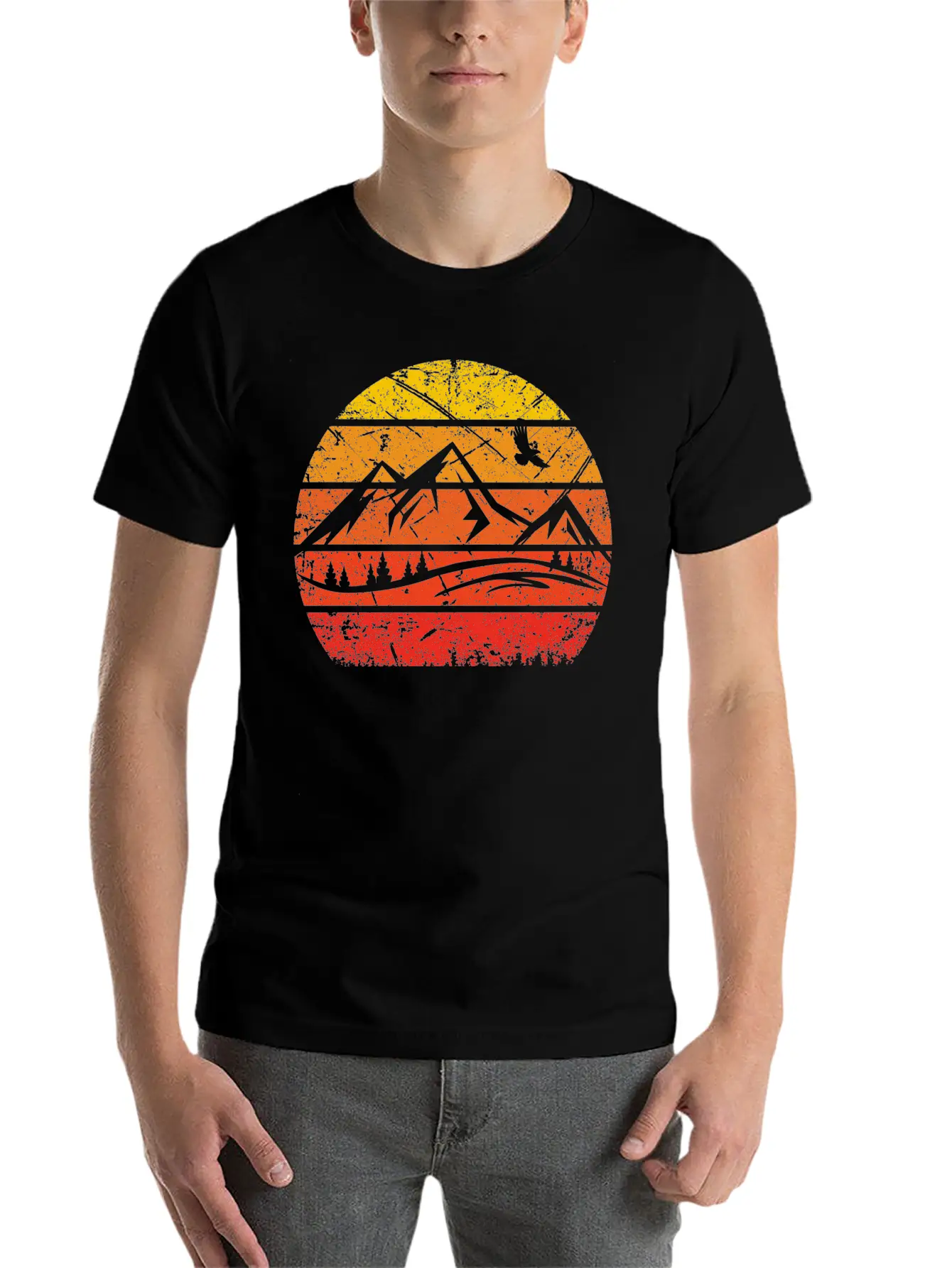 Vintage Sun And Mountain - (B) Essential Cotton Tee For Daily Outfits – Unisex Style