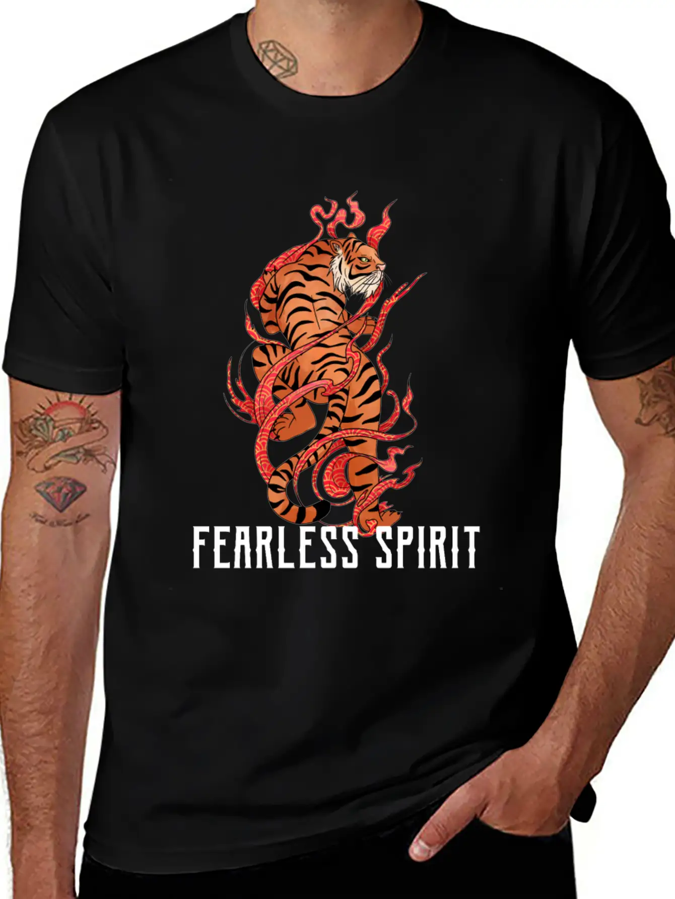 Vintage Tiger T Shirt Fearless Spirit Black Casual Graphic T-Shirt – Simple And Comfortable Daily Wear