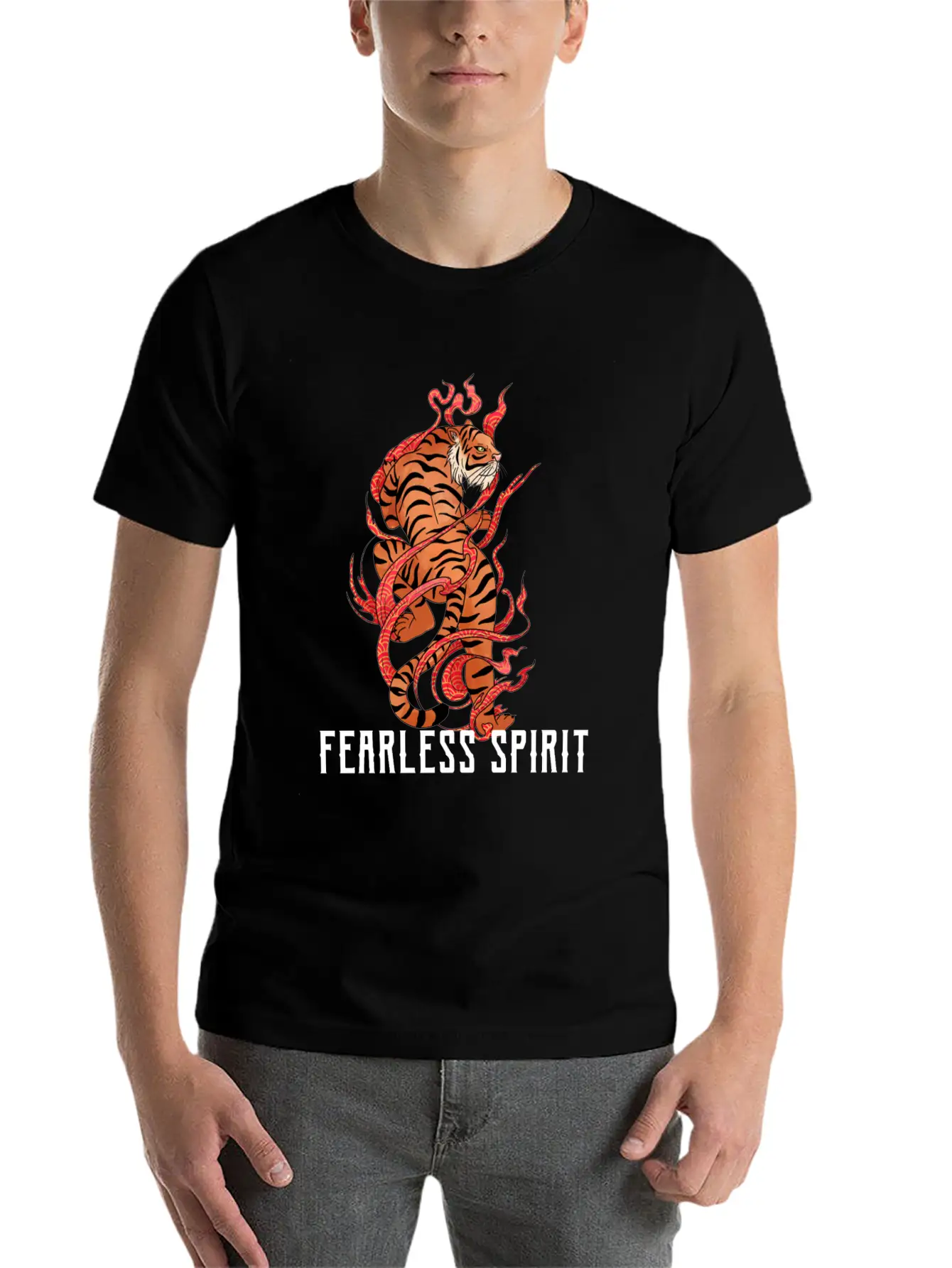 Vintage Tiger T Shirt Fearless Spirit Black Casual Graphic T-Shirt – Simple And Comfortable Daily Wear