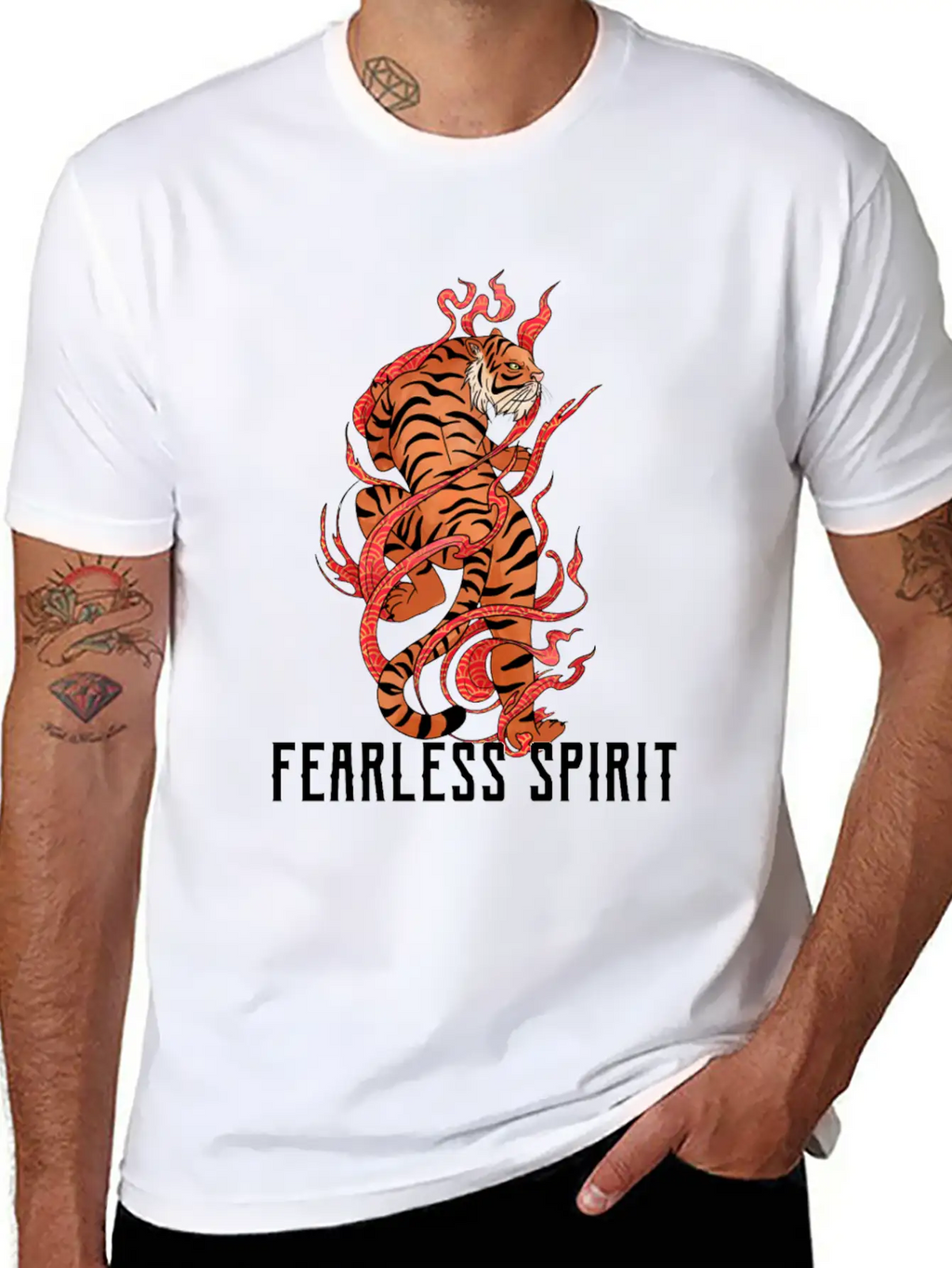 Vintage Tiger T Shirt Fearless Spirit Black Casual Graphic T-Shirt – Simple And Comfortable Daily Wear