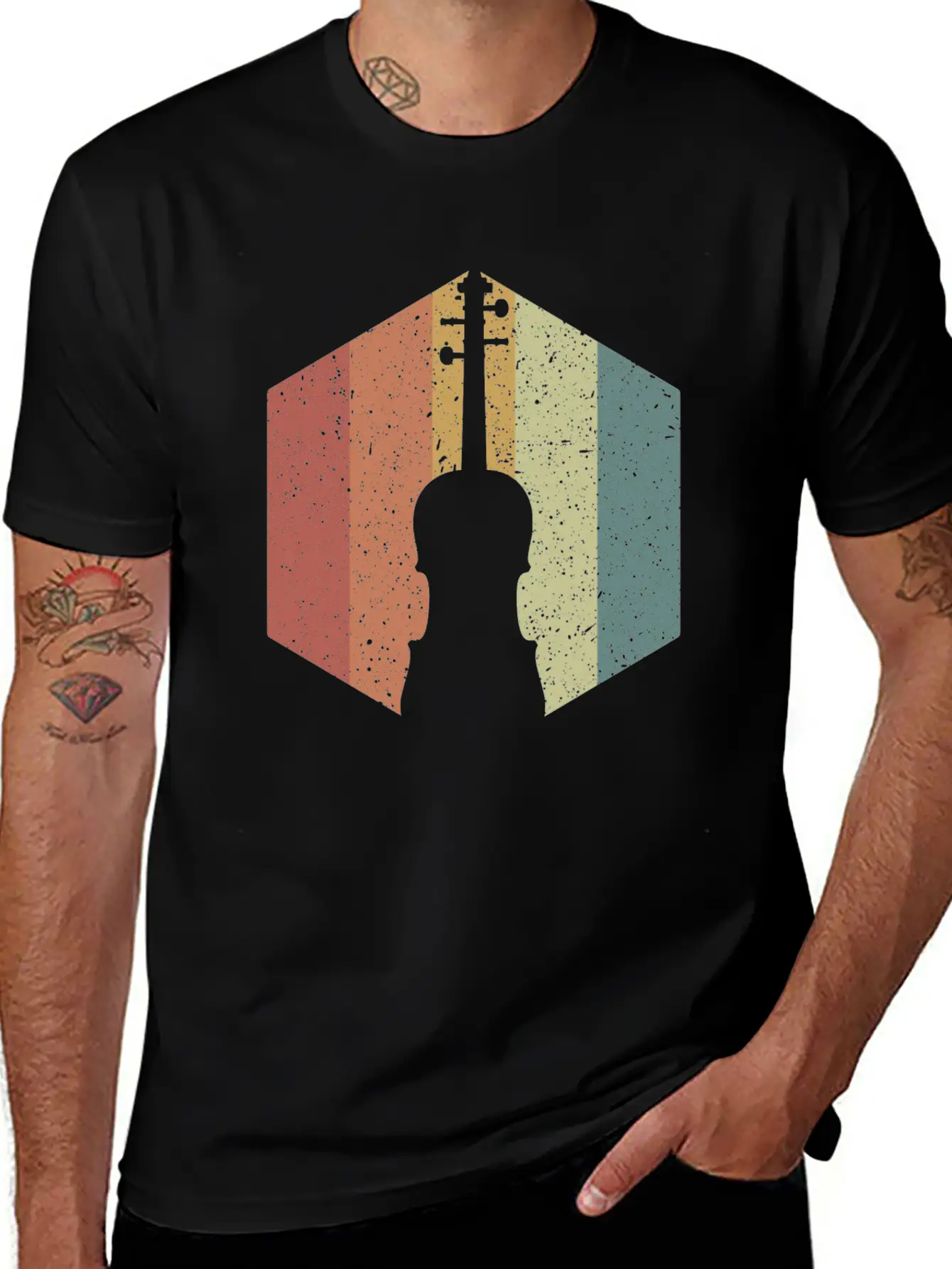 Vintage Violin Unisex Casual T-Shirt – Clean Design For Daily Comfort