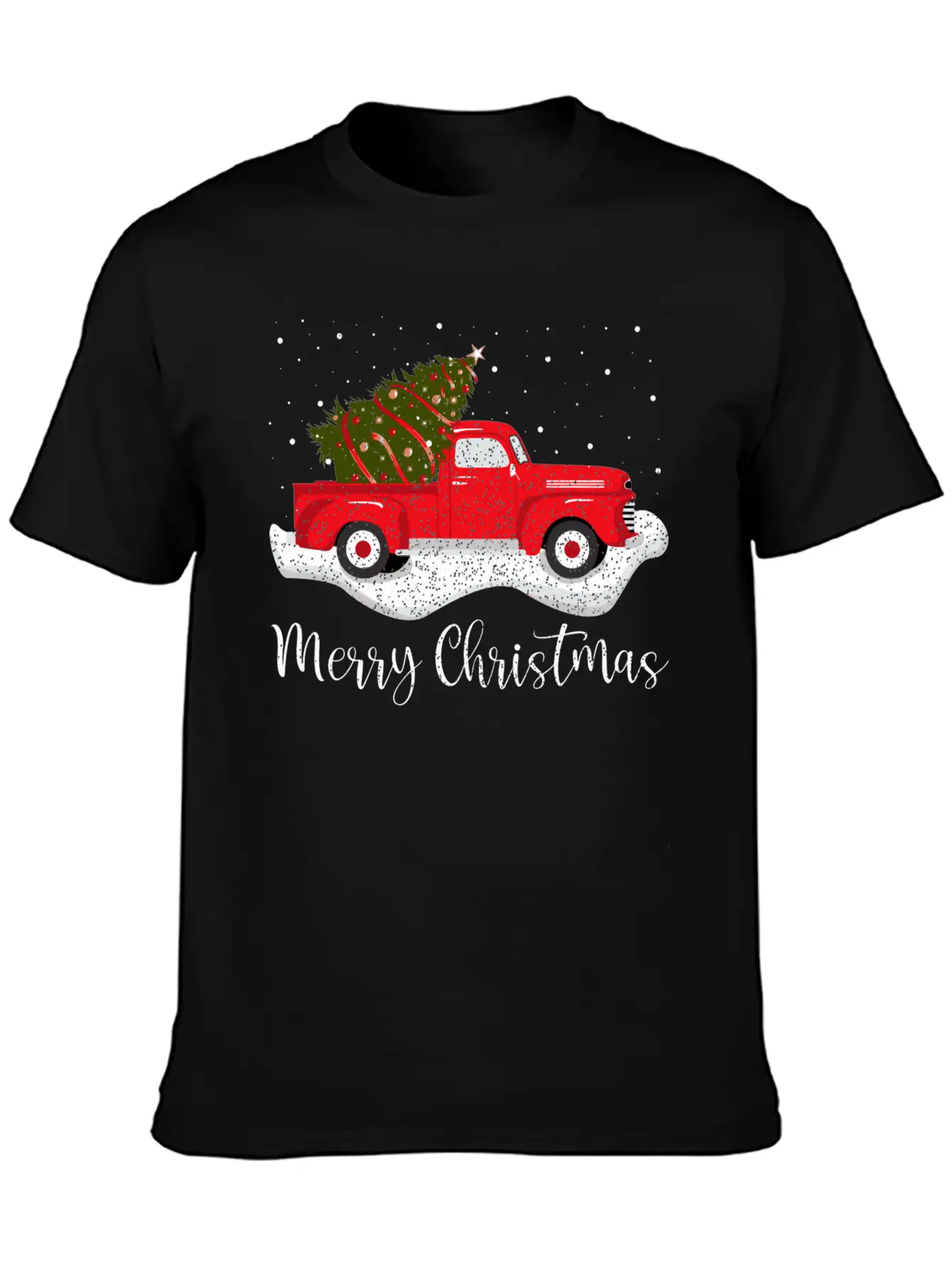Vintage Wagon Christmas Tree On Car Xmas Red Truck Unisex Casual T-Shirt – Clean Design For Daily Comfort