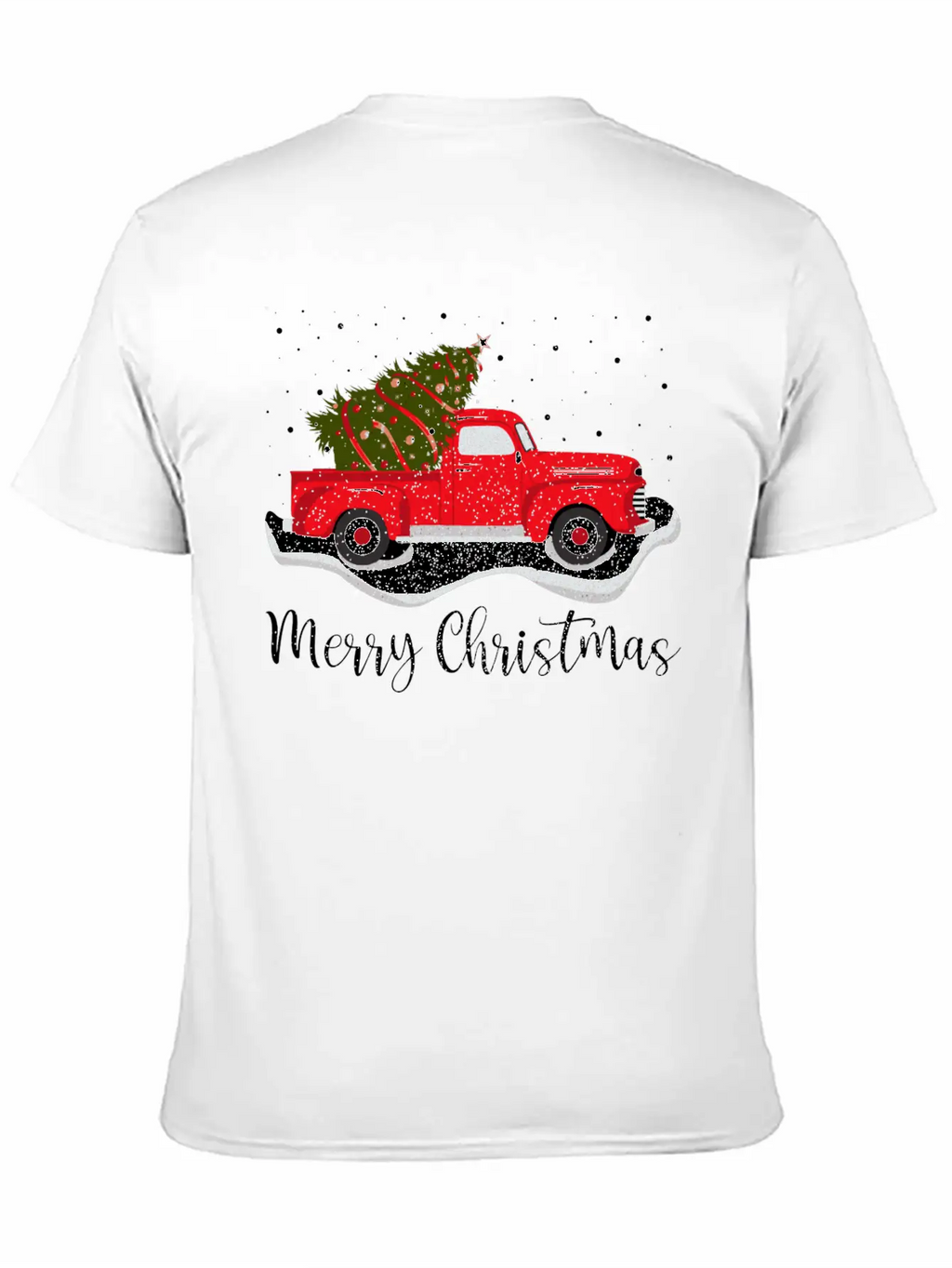 Vintage Wagon Christmas Tree On Car Xmas Red Truck Unisex Casual T-Shirt – Clean Design For Daily Comfort