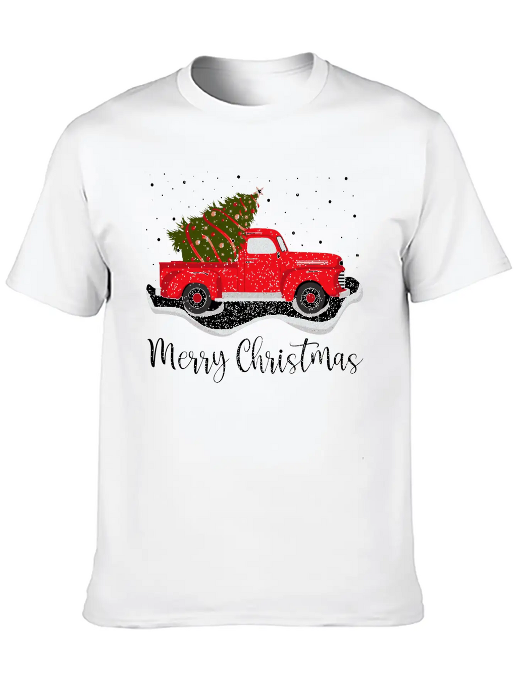 Vintage Wagon Christmas Tree On Car Xmas Red Truck Unisex Casual T-Shirt – Clean Design For Daily Comfort