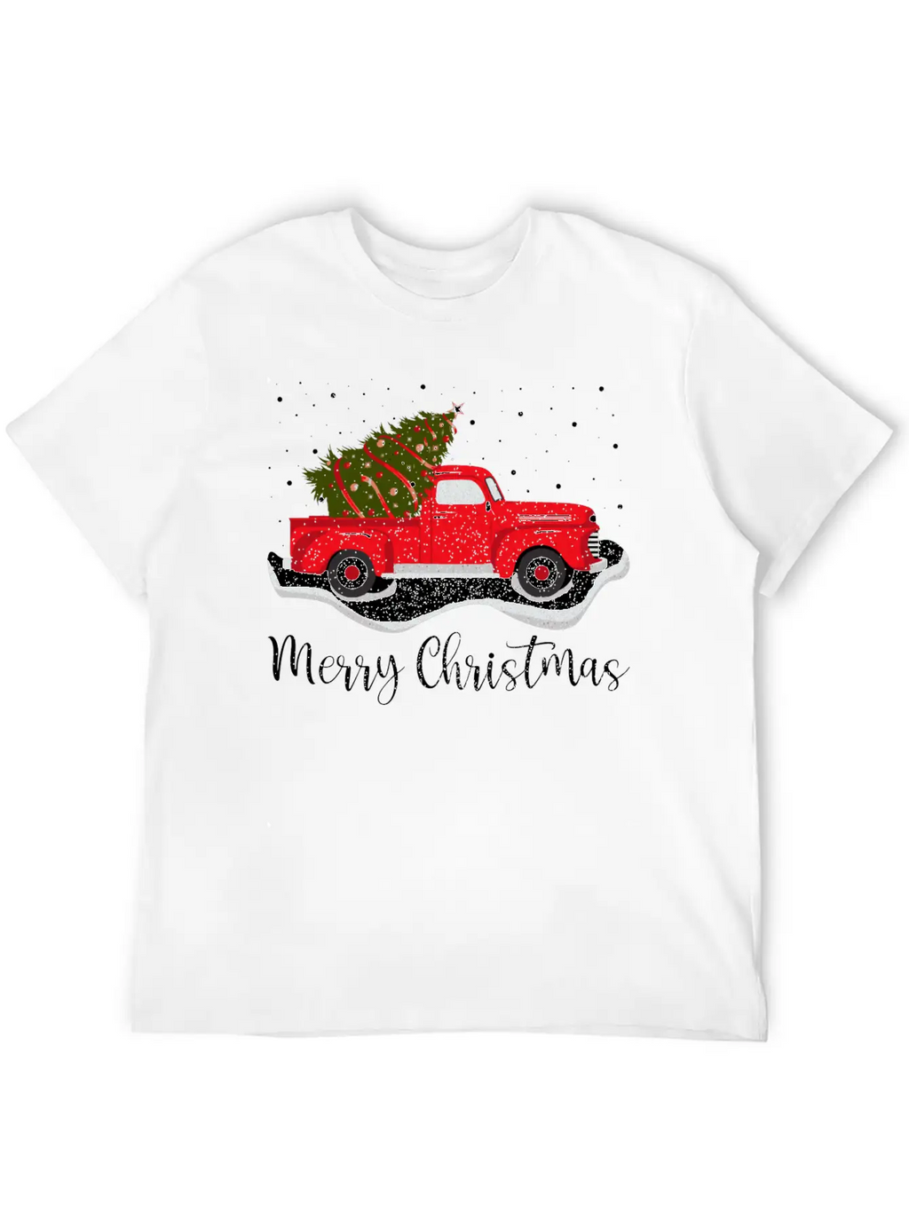 Vintage Wagon Christmas Tree On Car Xmas Red Truck Unisex Casual T-Shirt – Clean Design For Daily Comfort