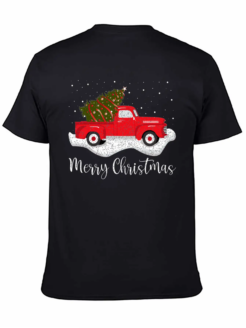Vintage Wagon Christmas Tree On Car Xmas Red Truck Unisex Casual T-Shirt – Clean Design For Daily Comfort