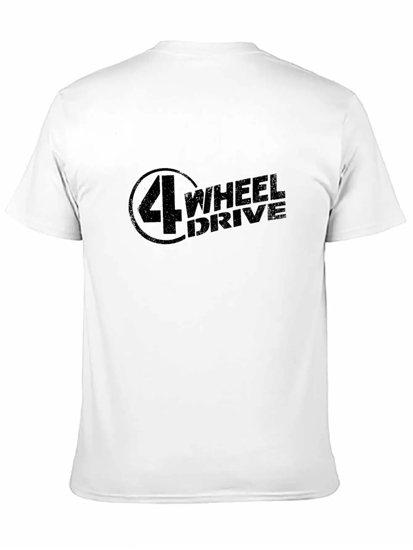 Vintage White & Distressed 4 Wheel Drive Logo T-Sh Unisex Short Sleeve Soft Cotton T-Shirt – Casual Everyday Wear