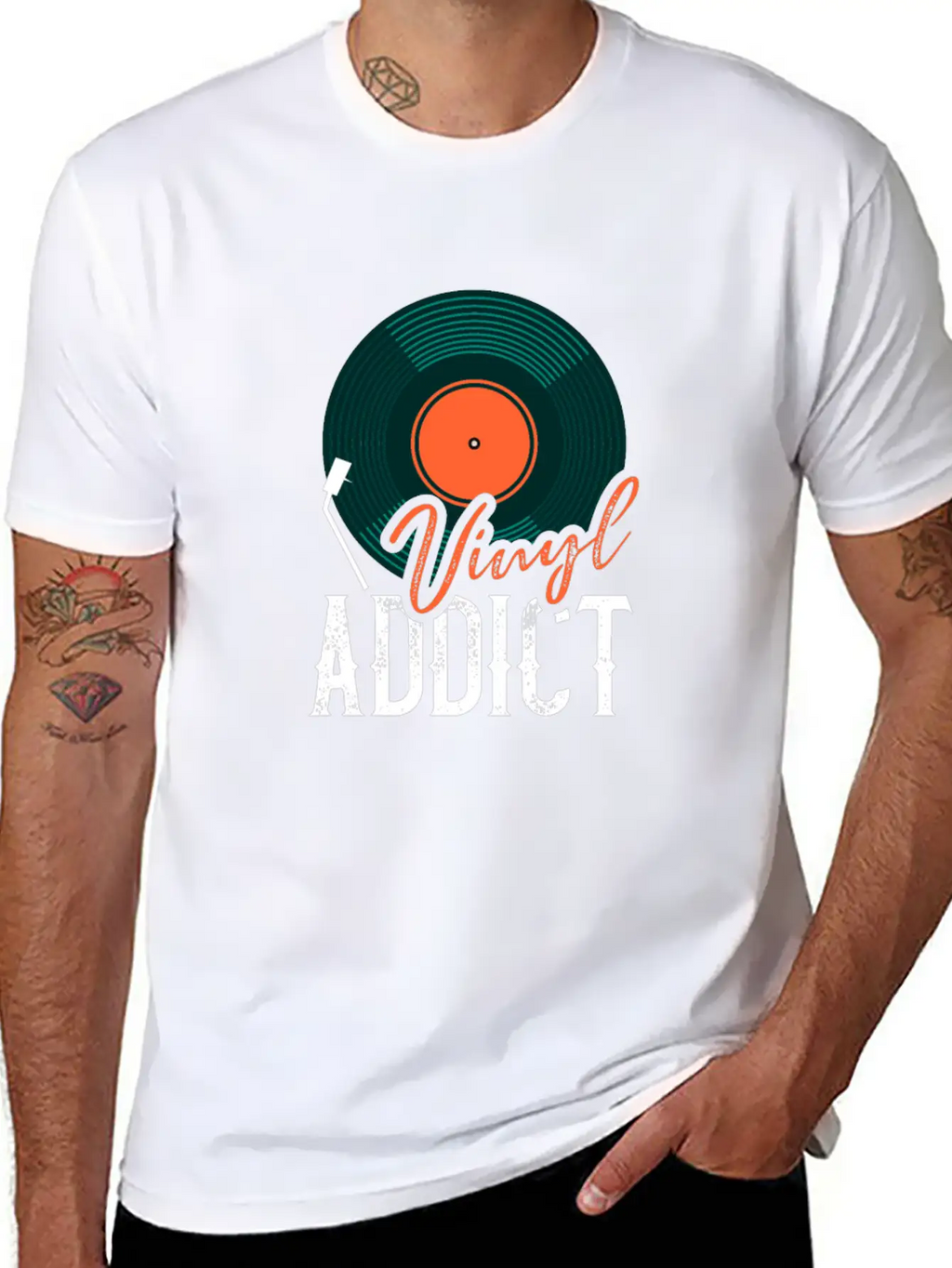 Vinyl Addict Audiophile Music Lover Vinyl Player Casual Graphic T-Shirt – Simple And Comfortable Daily Wear