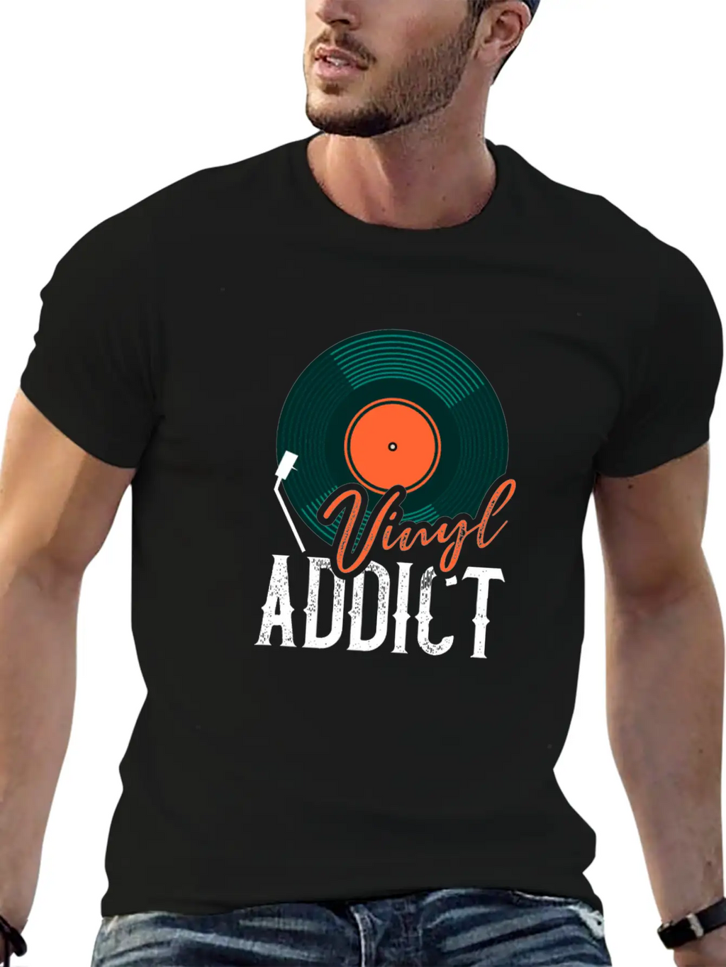 Vinyl Addict Audiophile Music Lover Vinyl Player Casual Graphic T-Shirt – Simple And Comfortable Daily Wear