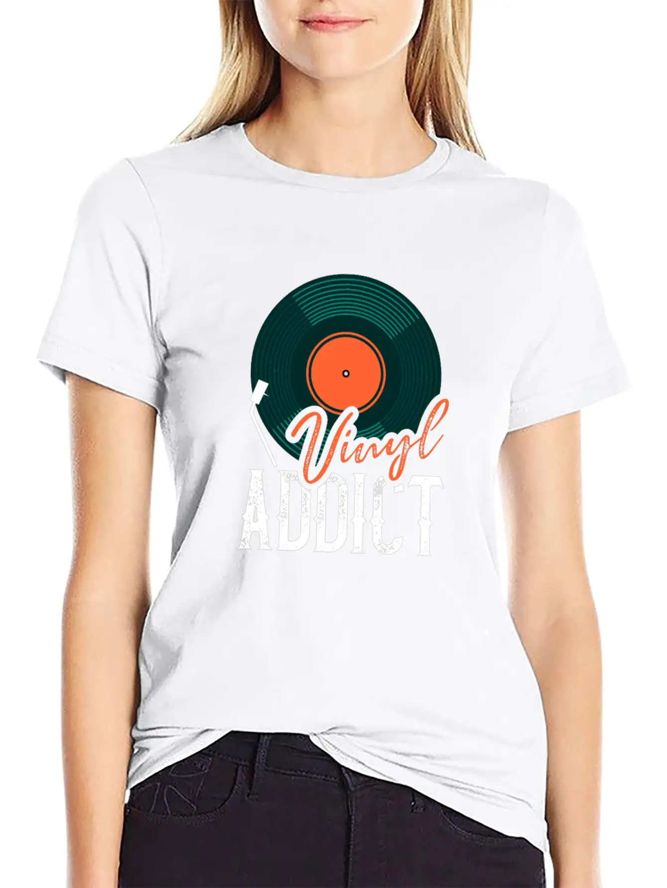 Vinyl Addict Audiophile Music Lover Vinyl Player Casual Graphic T-Shirt – Simple And Comfortable Daily Wear