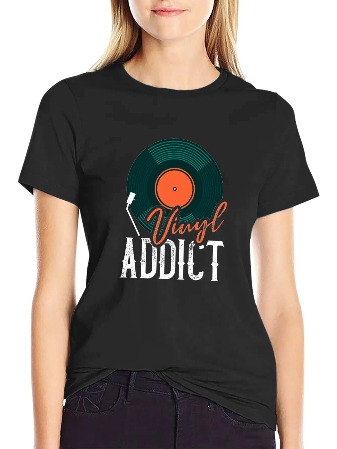 Vinyl Addict Audiophile Music Lover Vinyl Player Casual Graphic T-Shirt – Simple And Comfortable Daily Wear