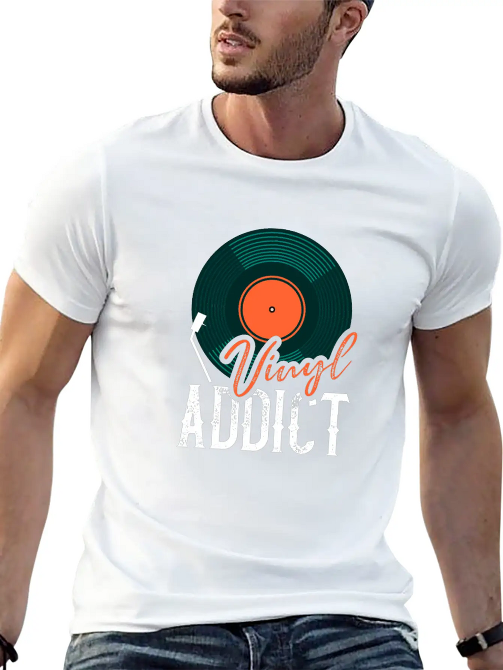 Vinyl Addict Audiophile Music Lover Vinyl Player Casual Graphic T-Shirt – Simple And Comfortable Daily Wear