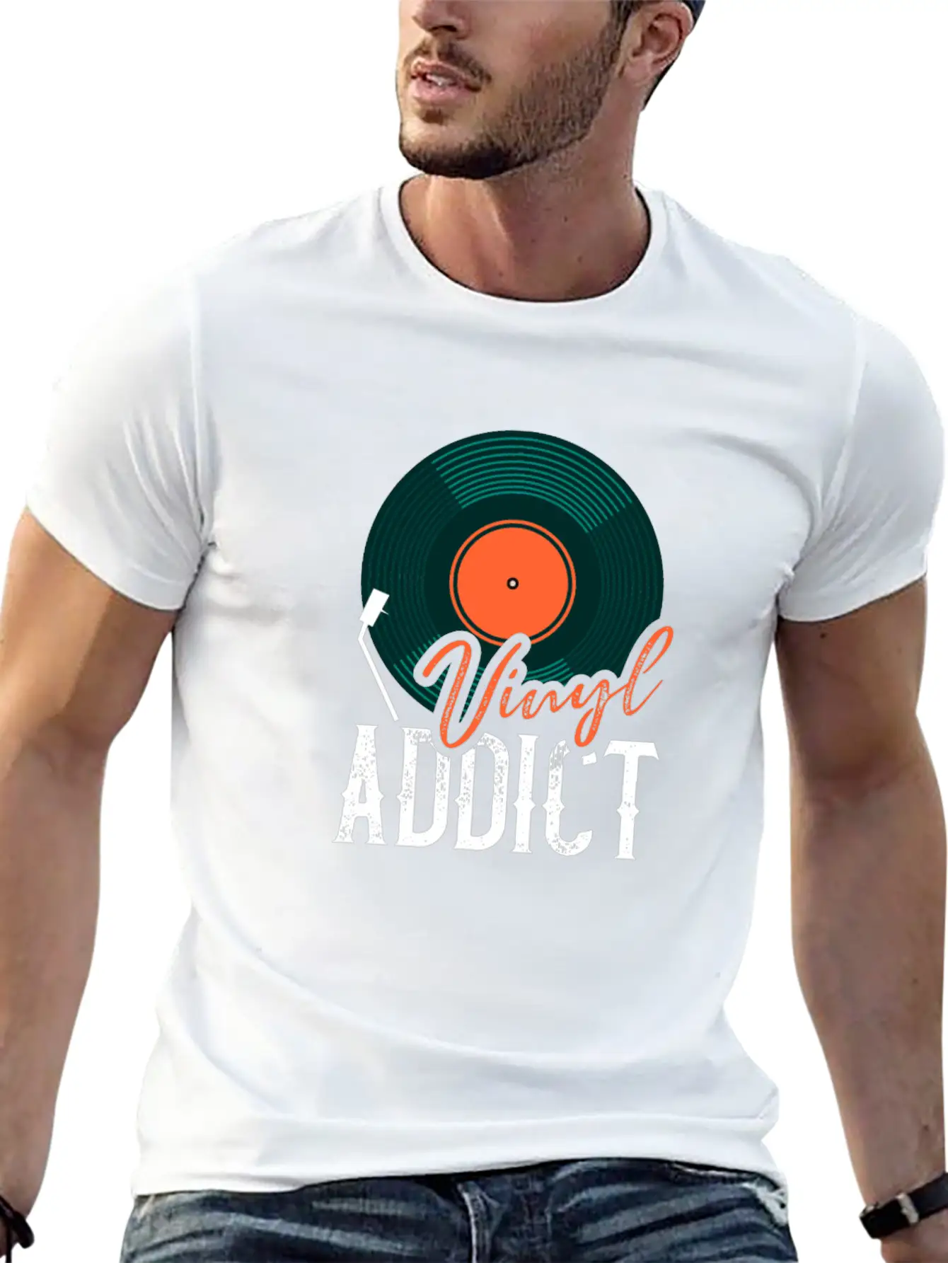 Vinyl Addict Audiophile Music Lover Vinyl Player Casual Graphic T-Shirt – Simple And Comfortable Daily Wear