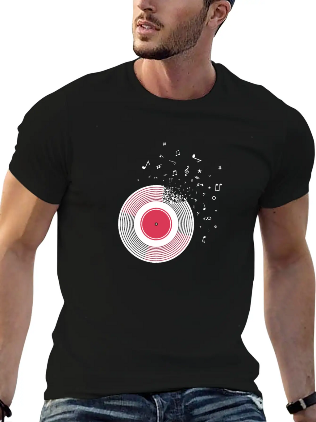 Vinyl Disc LP Records Essential Cotton Tee For Daily Outfits – Unisex Style