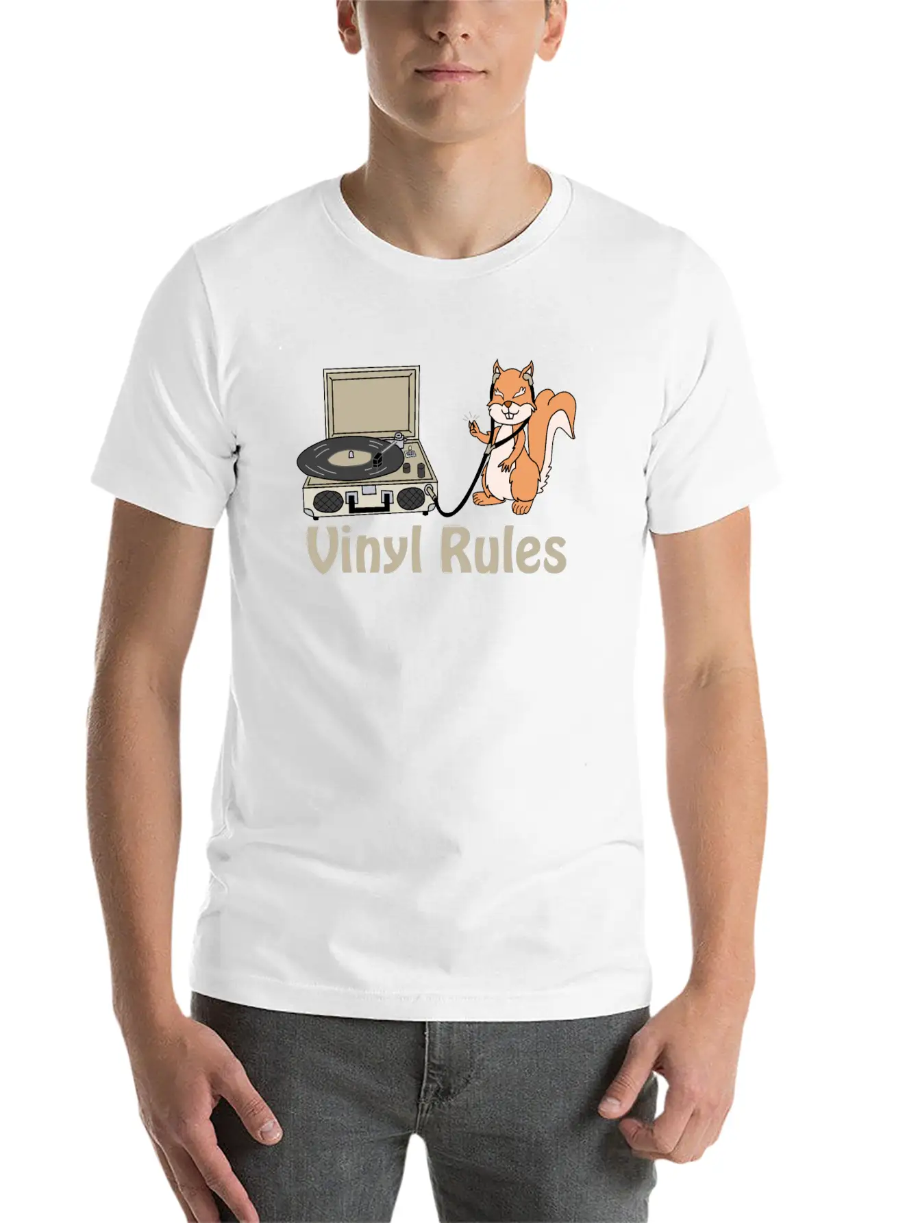 Vinyl Rules Cream Unisex Short Sleeve Soft Cotton T-Shirt – Casual Everyday Wear