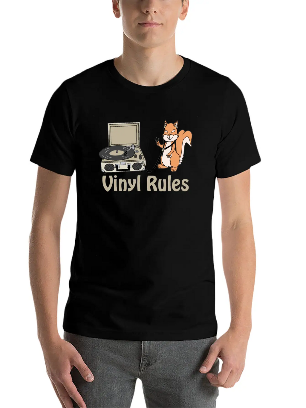 Vinyl Rules Cream Unisex Short Sleeve Soft Cotton T-Shirt – Casual Everyday Wear