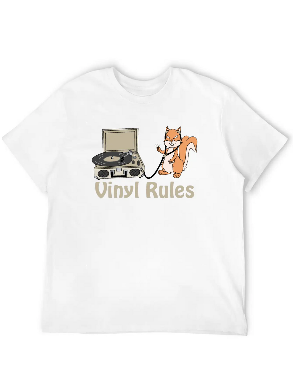 Vinyl Rules Cream Unisex Short Sleeve Soft Cotton T-Shirt – Casual Everyday Wear