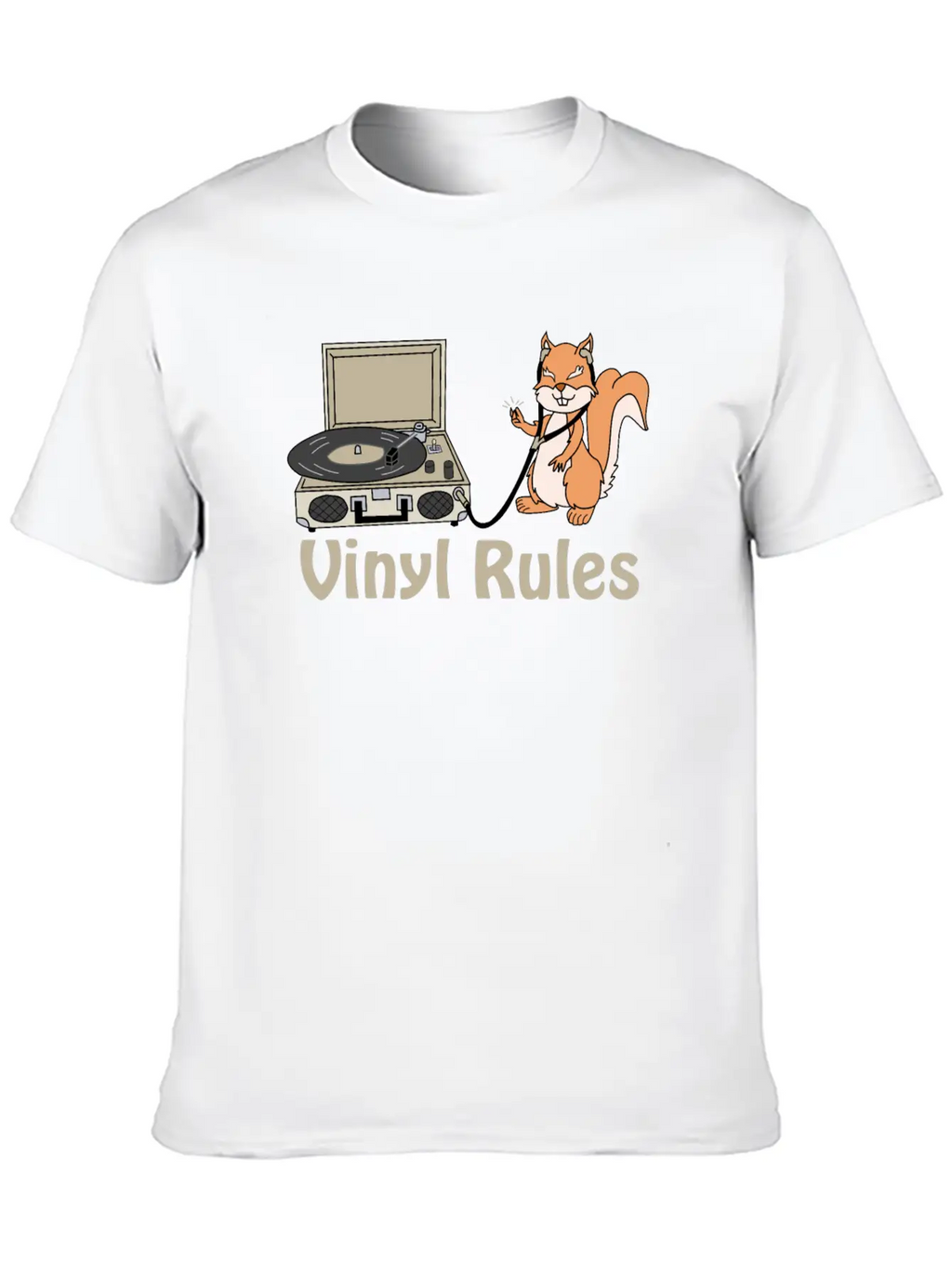 Vinyl Rules Cream Unisex Short Sleeve Soft Cotton T-Shirt – Casual Everyday Wear