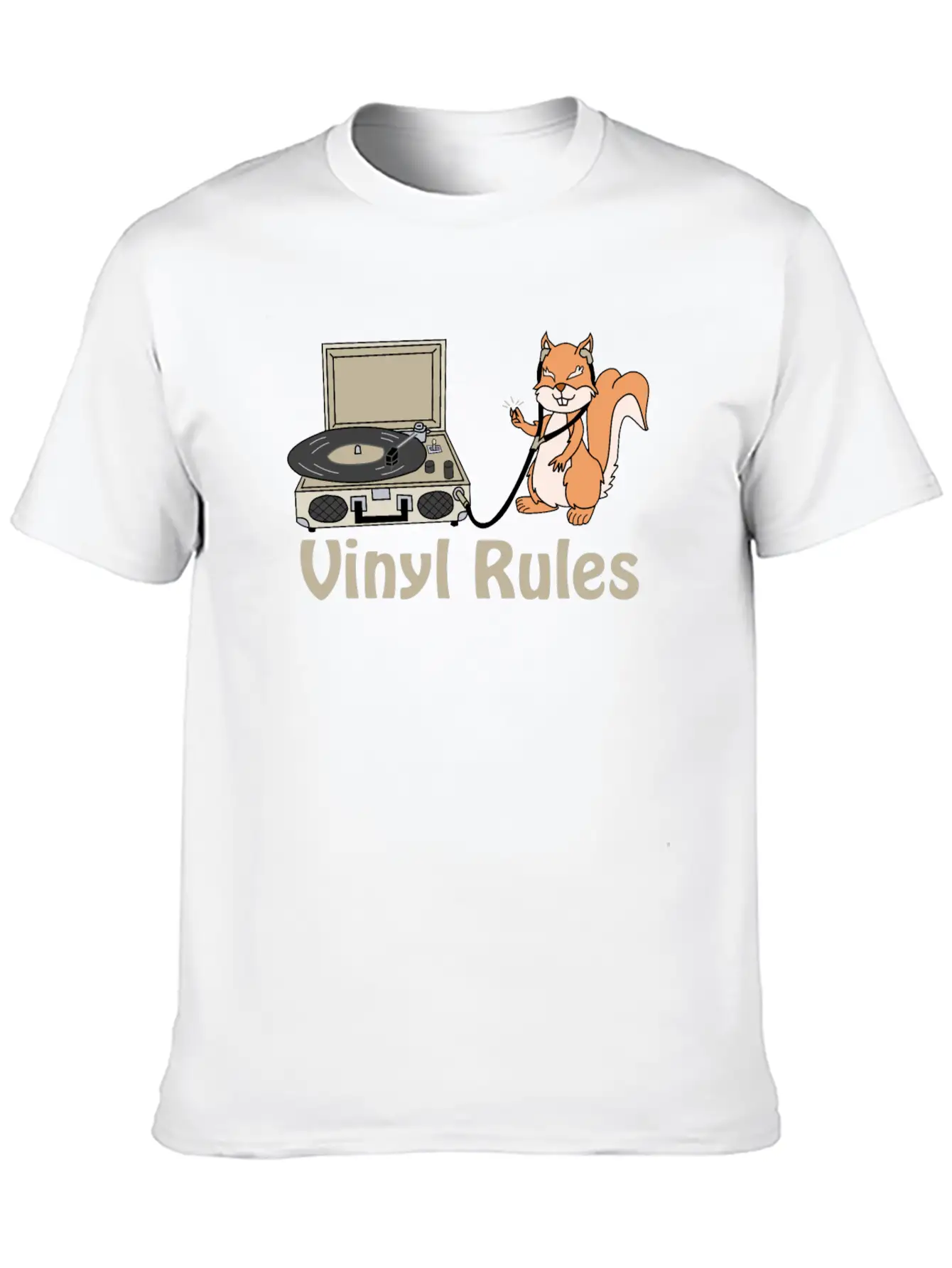 Vinyl Rules Cream Unisex Short Sleeve Soft Cotton T-Shirt – Casual Everyday Wear