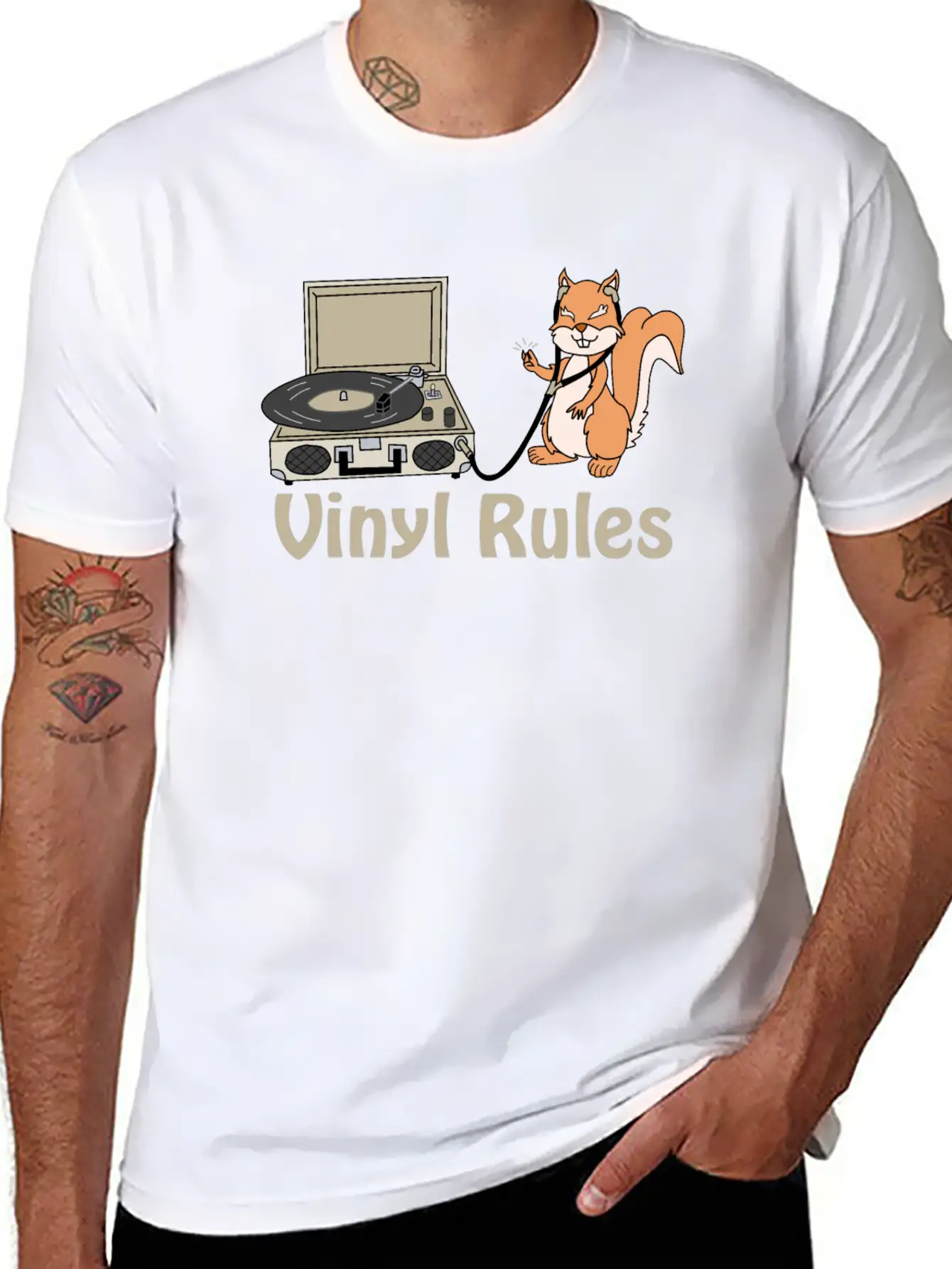 Vinyl Rules Cream Unisex Short Sleeve Soft Cotton T-Shirt – Casual Everyday Wear