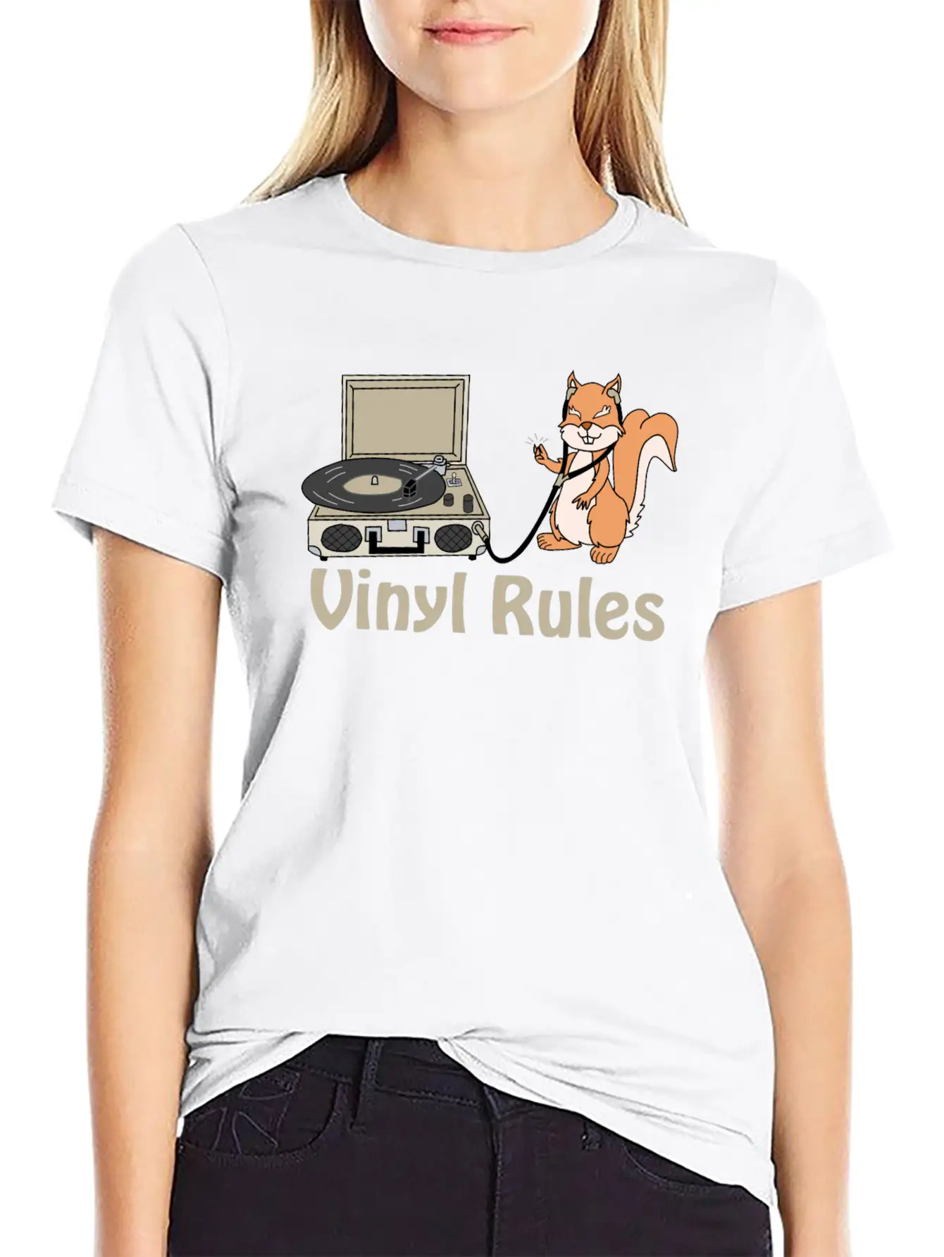 Vinyl Rules Cream Unisex Short Sleeve Soft Cotton T-Shirt – Casual Everyday Wear
