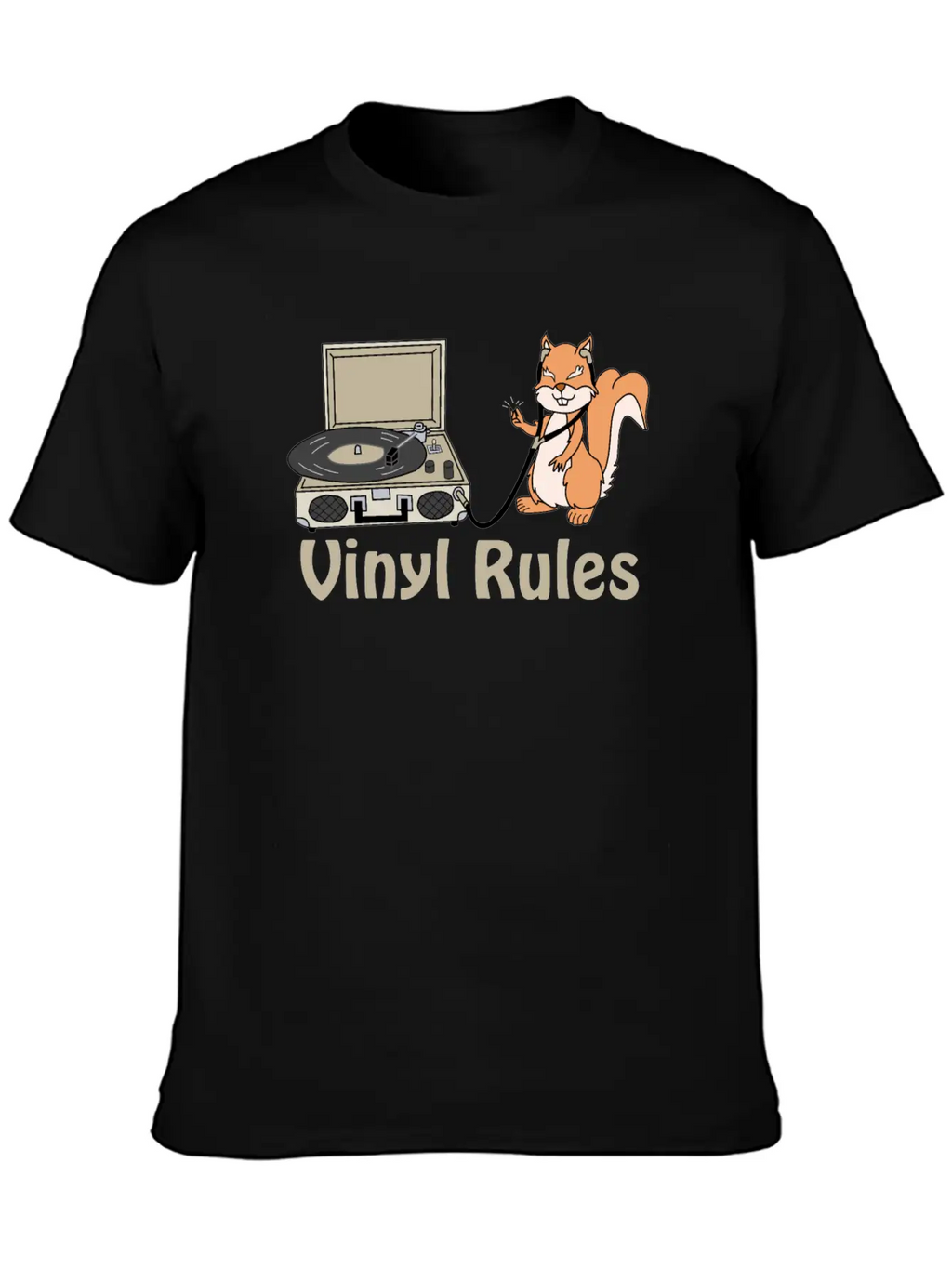 Vinyl Rules Cream Unisex Short Sleeve Soft Cotton T-Shirt – Casual Everyday Wear