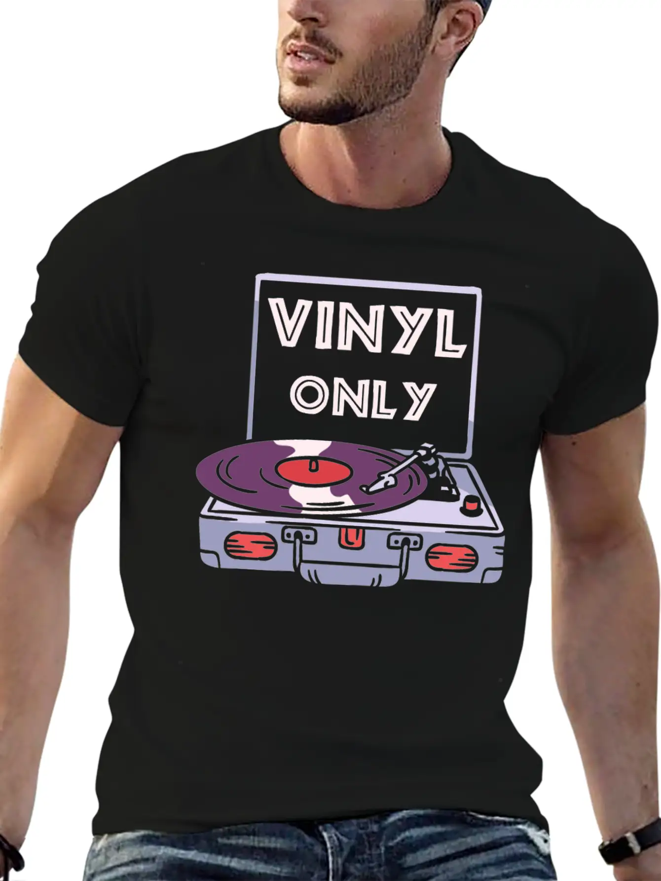 Vinyl Turntable Music DJ Record Unisex Casual T-Shirt – Clean Design For Daily Comfort