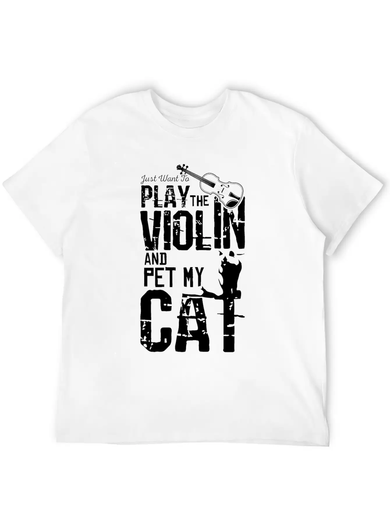 Violin And Cat Breathable Soft Cotton T-Shirt – Timeless Casual Look