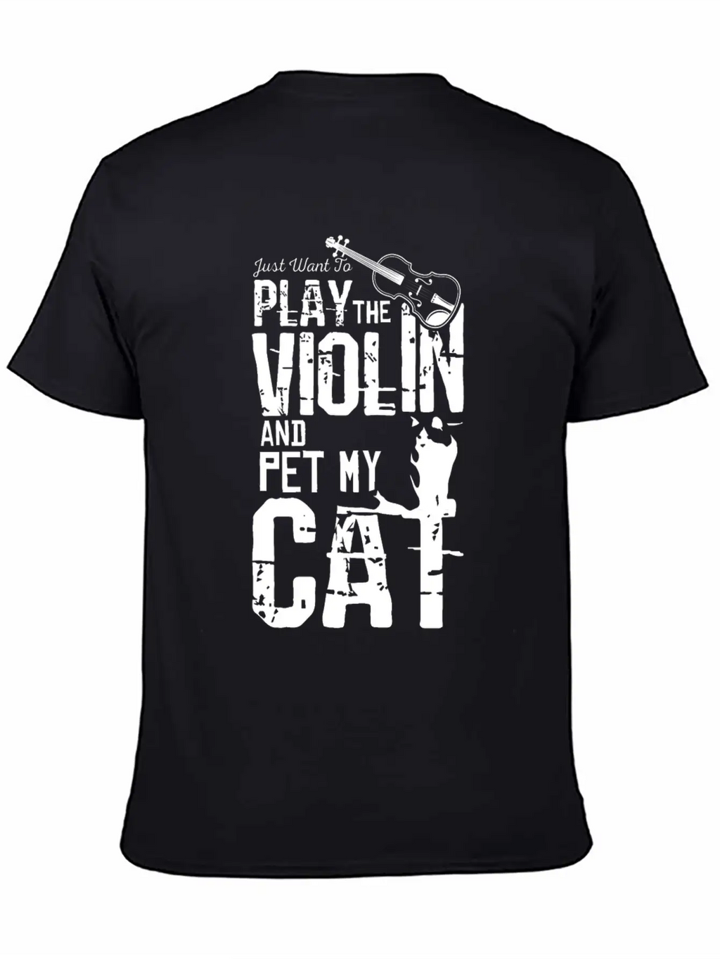 Violin And Cat Breathable Soft Cotton T-Shirt – Timeless Casual Look