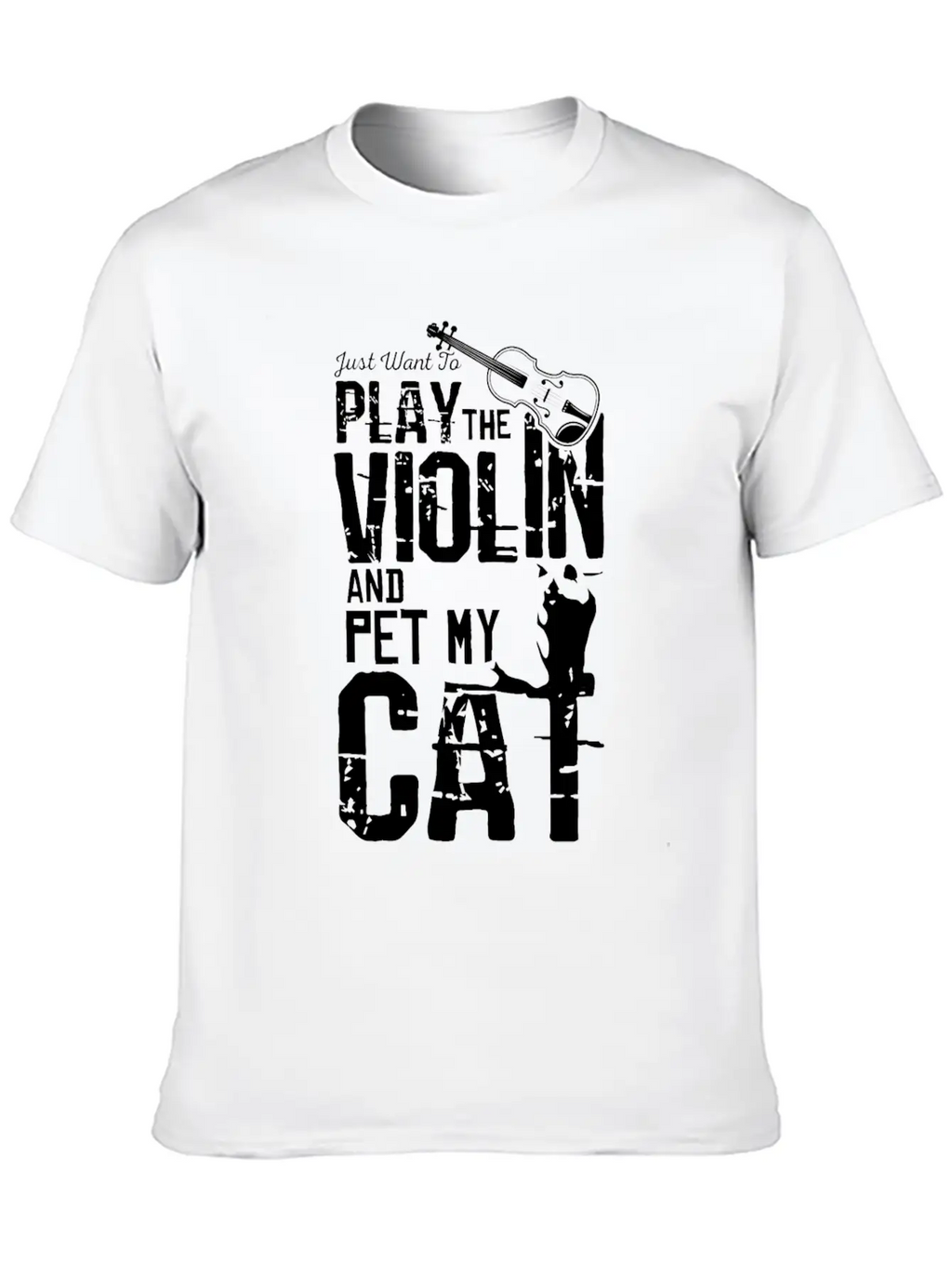 Violin And Cat Breathable Soft Cotton T-Shirt – Timeless Casual Look