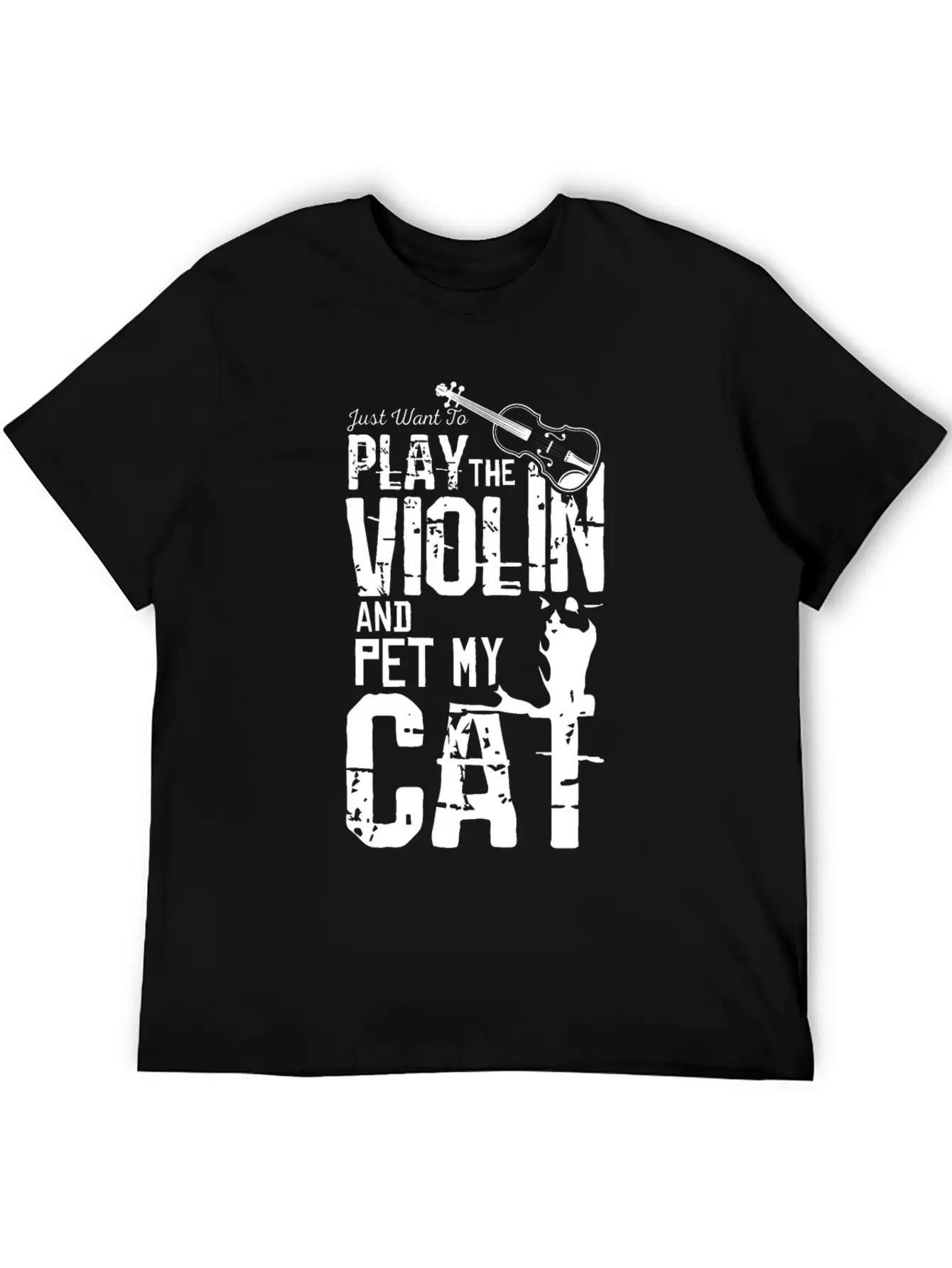Violin And Cat Breathable Soft Cotton T-Shirt – Timeless Casual Look