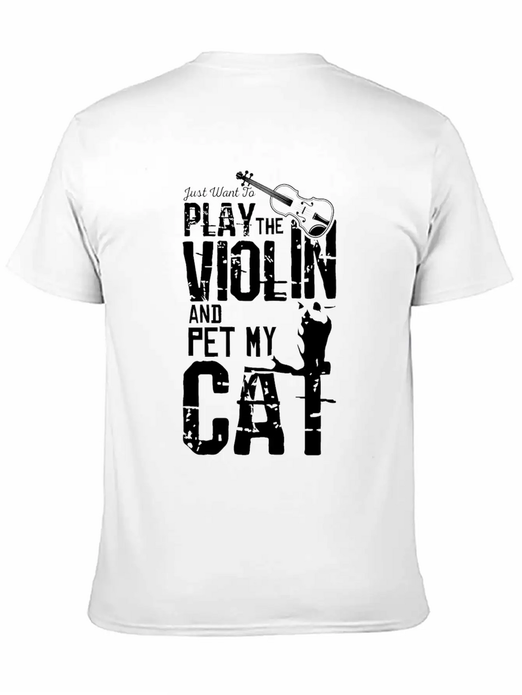 Violin And Cat Breathable Soft Cotton T-Shirt – Timeless Casual Look
